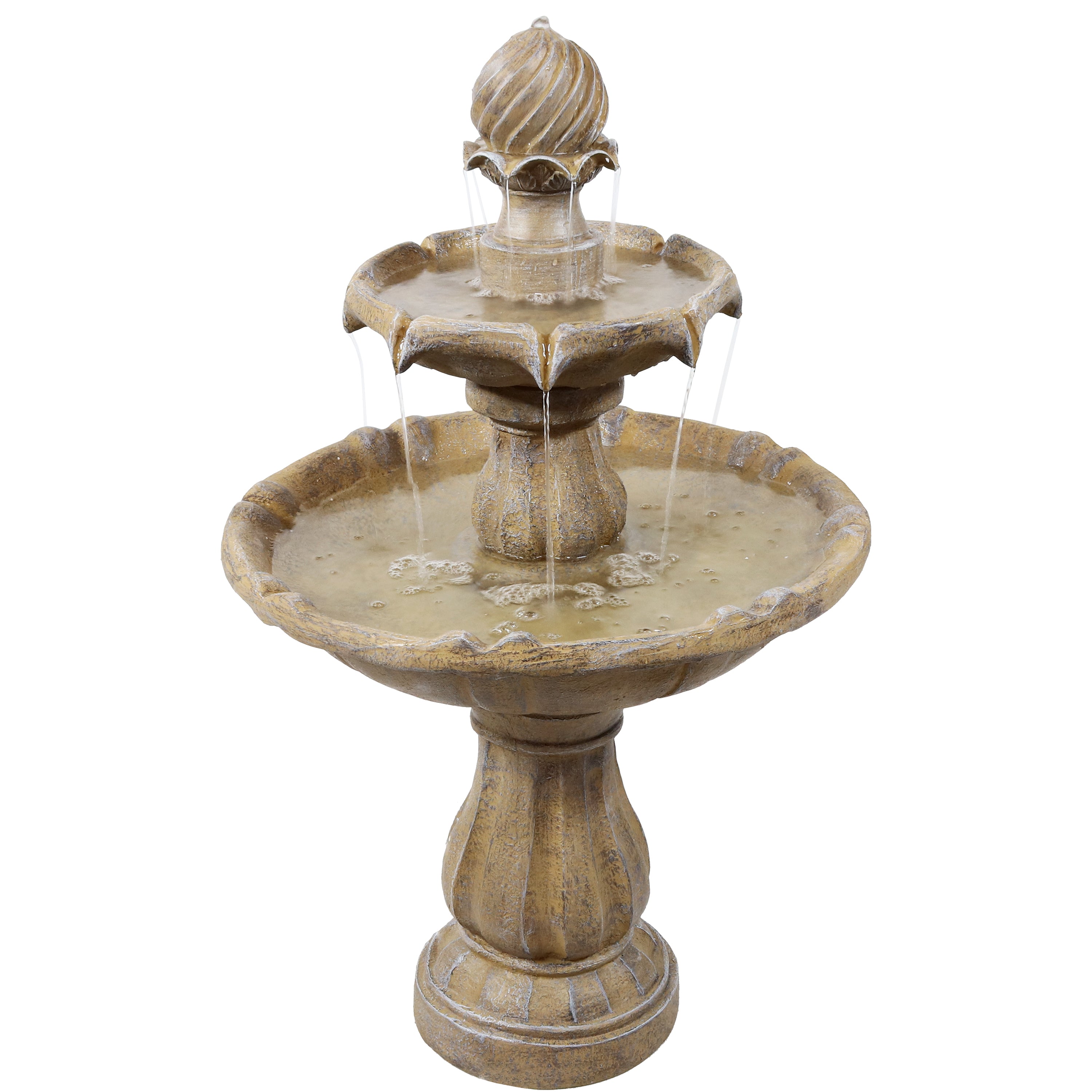 Sunnydaze 2-Tier Solar Powered Outdoor Water Fountain with Battery Backup - Perfect for Garden, Patio, and Backyard Decor