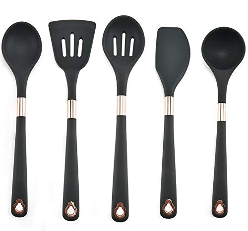 **Silicone Kitchen Utensil Set - 5-Piece Non-Slip Cooking Tools with Storage Box (Spatula, Tongs & More) - Perfect for Baking, Frying & Everyday Cooking**