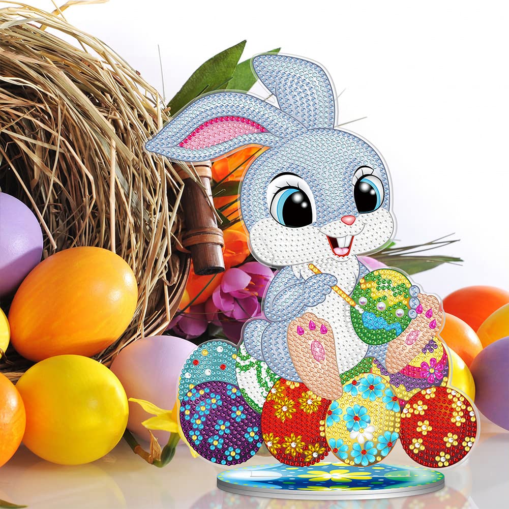 SHUWND 5D Diamond Painting Kit - Easter DIY Rabbit Eggs Full Drill Rhinestone Mosaic with Crystals | Paint by Numbers for Adults | Perfect Gift, Home Decor & Tabletop Ornament | Relaxing Craft for Stress Relief & Holiday Decorations