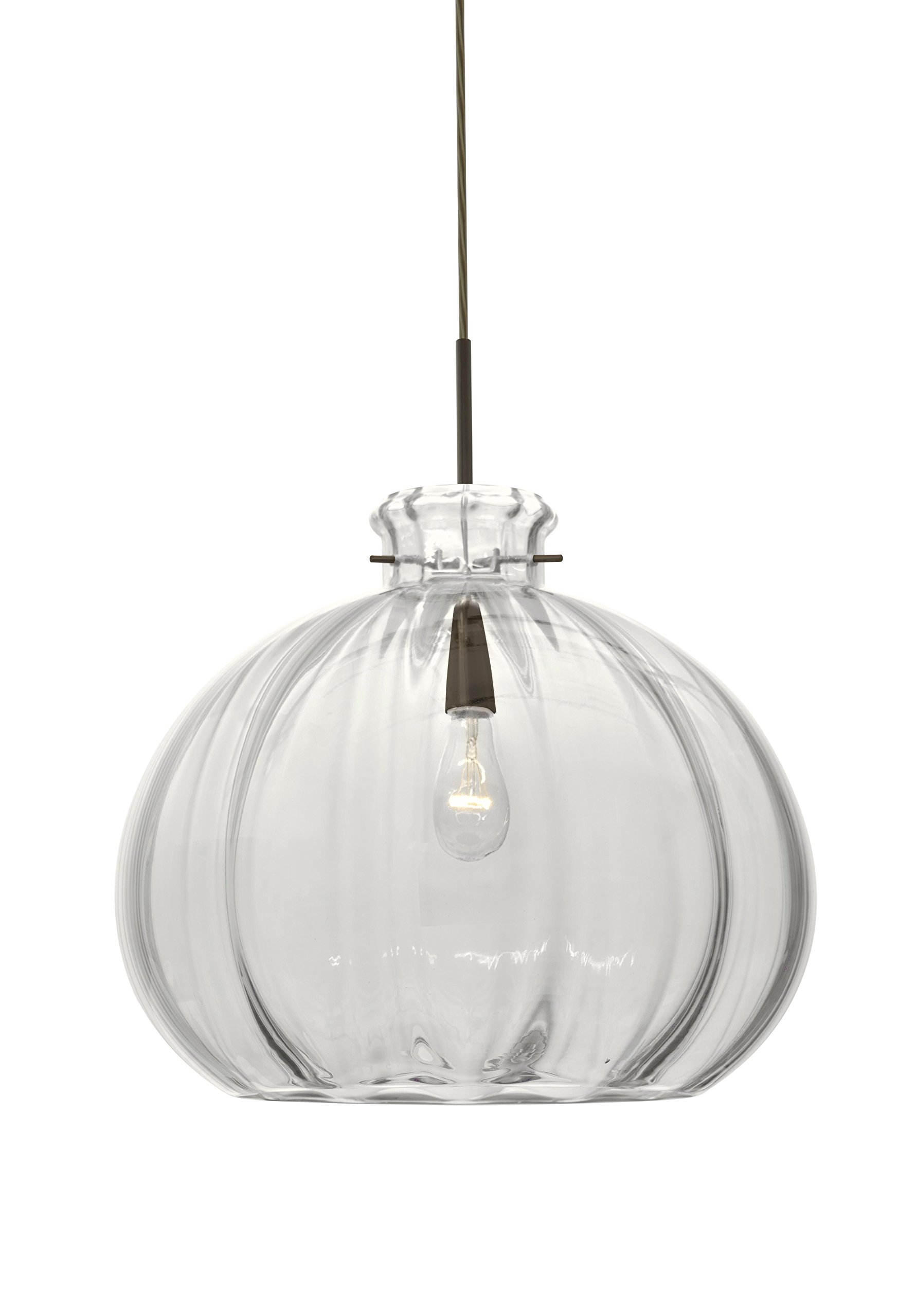 1JT-464588 Pinta 1-Light Bronze Pendant Lighting with Clear Glass Shade - Perfect for Kitchen Island, Dining Room, or Entryway Lighting