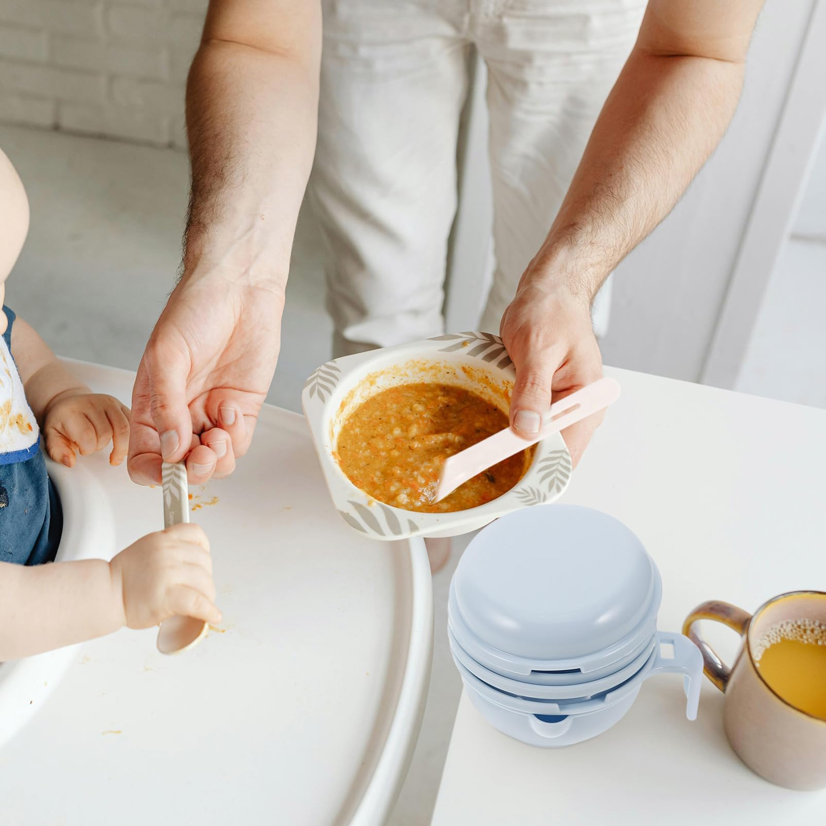 VICASKY Manual Baby Food Grinder - Hand Crank Infant Food Mill with Masher Bowl, Citrus Juicer & Grater for Toddlers - Sky Blue | Perfect for Homemade Purees, Fruit & Vegetable Mash for Babies 6-12 Months