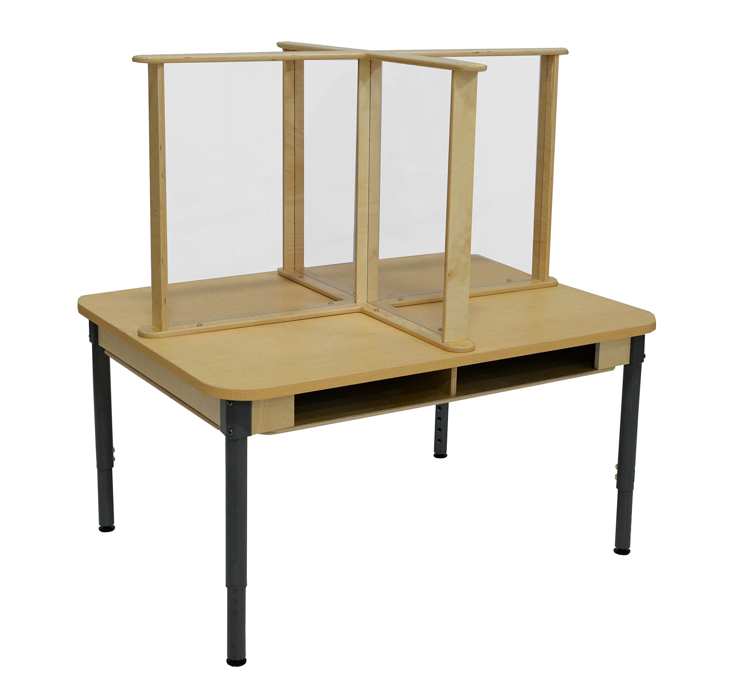 36 x 48 Inch Wooden Office Desk for 4 People with Sneeze Guard - Perfect for Conference Rooms, Coworking Spaces & Home Offices