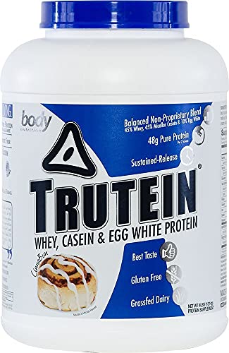 Trutein Protein Powder - 25g Protein, Cinnabun Flavor, 4lb | Meal Replacement & Workout Recovery Shake for Breakfast, Pre & Post Exercise | High-Quality Body Nutrition Supplement for Gym & Healthy Lifestyle