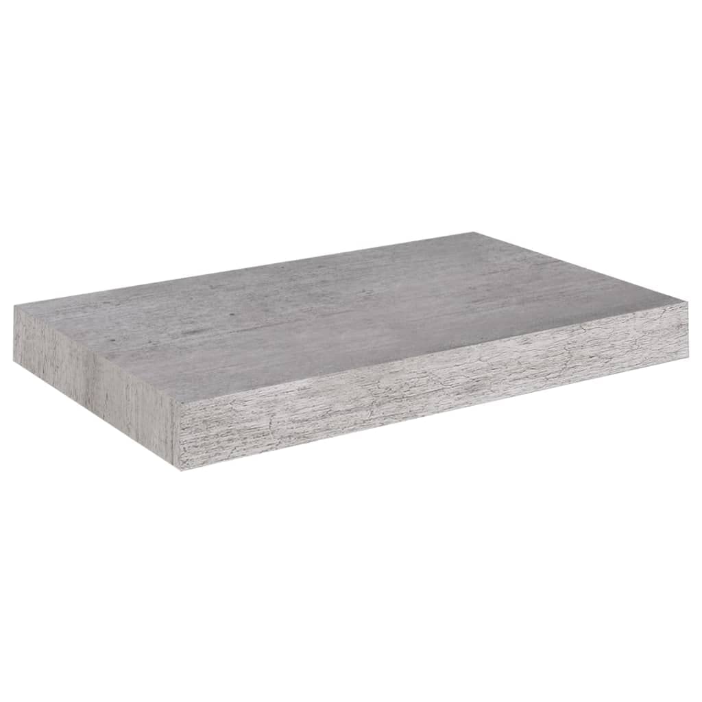 Floating Wall Shelf Set of 2 - Modern Concrete Gray MDF Wall Mounted Shelves 15.7