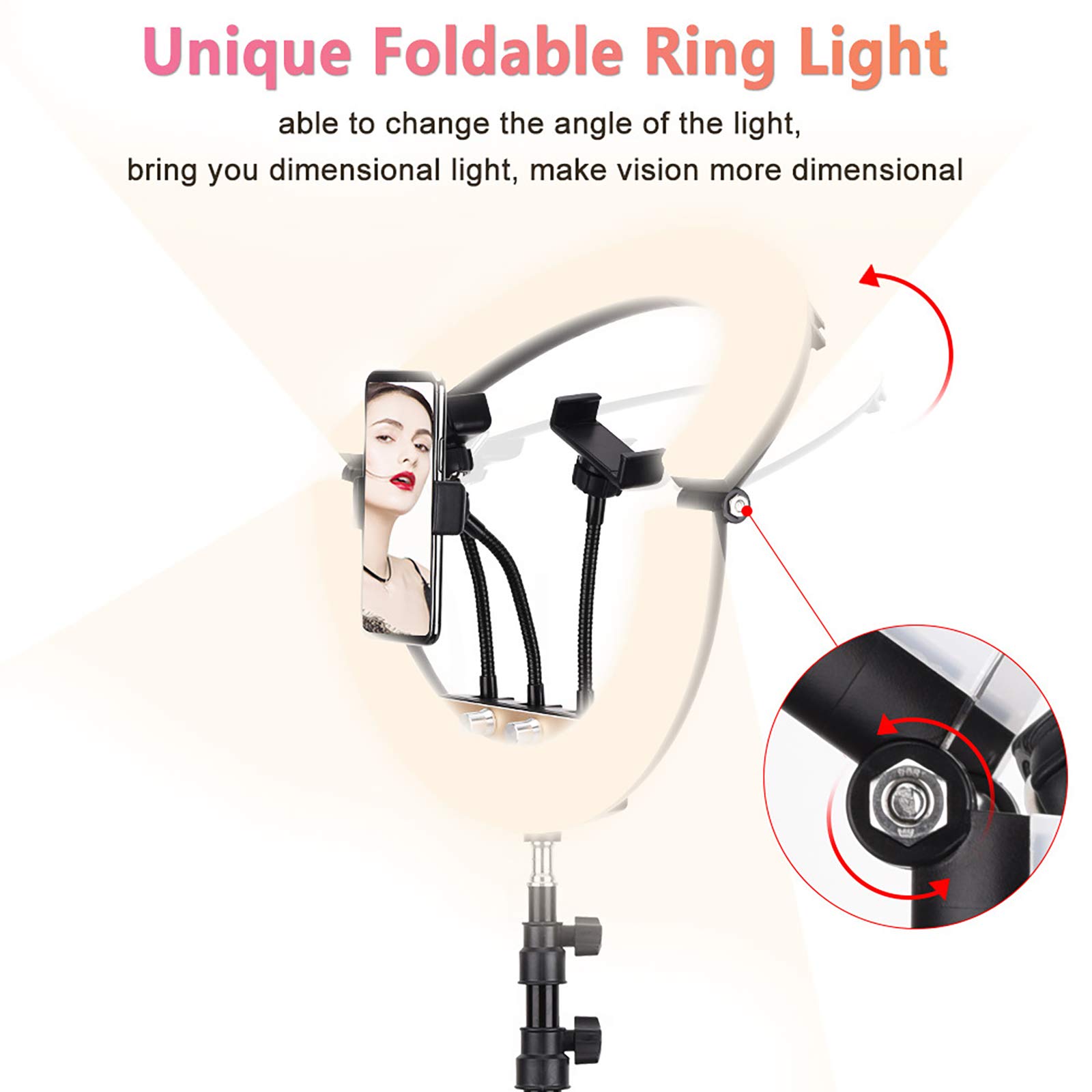 ZXCVASDF 14-inch Foldable Ring Light Kit with Tripod Stand & Phone Holder - Professional Selfie LED Light for Video Photography, Live Streaming, Makeup (Perfect for YouTube, TikTok, Instagram Content Creation)