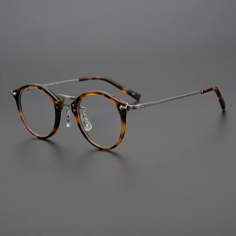 Stylish Unisex Black Titanium Acetate Round Eyeglasses G805 - Perfect for Work, Reading & Fashion Accessories
