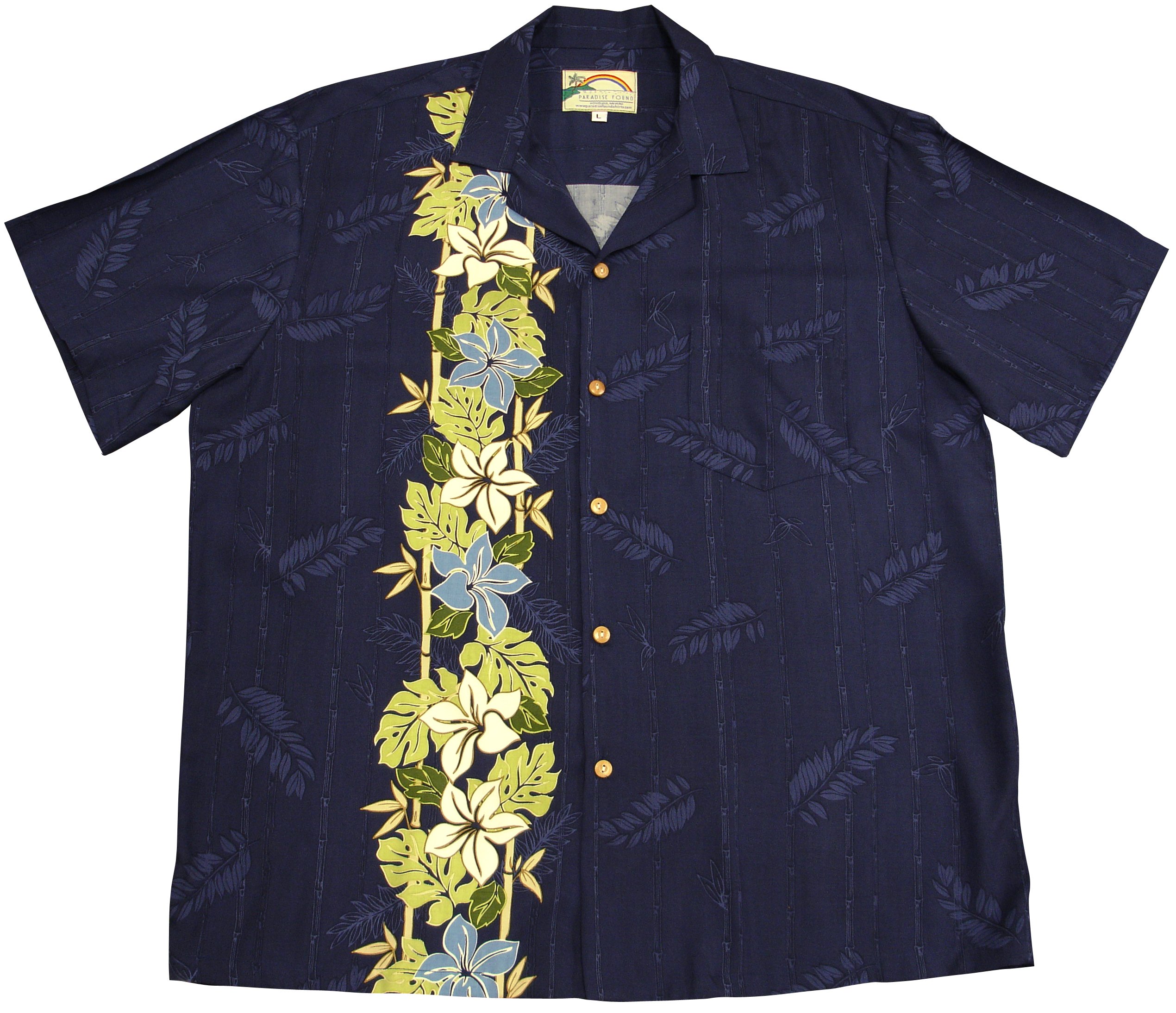 Paradise Found Men's Plumeria Panel Hawaiian Shirt - Breathable Casual Button-Up for Beach Vacation, Luau Party & Summer Outings