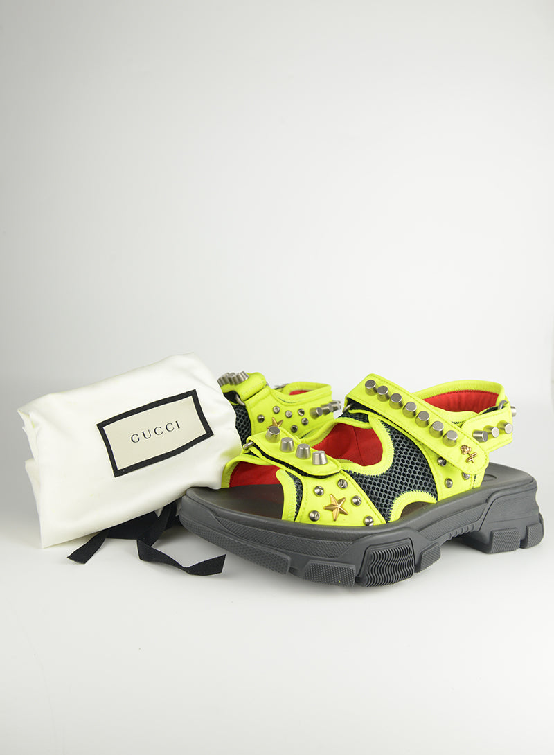 Gucci Flashtrek Yellow Sandals - Size 39 | Stylish & Comfortable Women's Fashion Sandals for Summer Outfits, Beach Vacations & Casual Wear