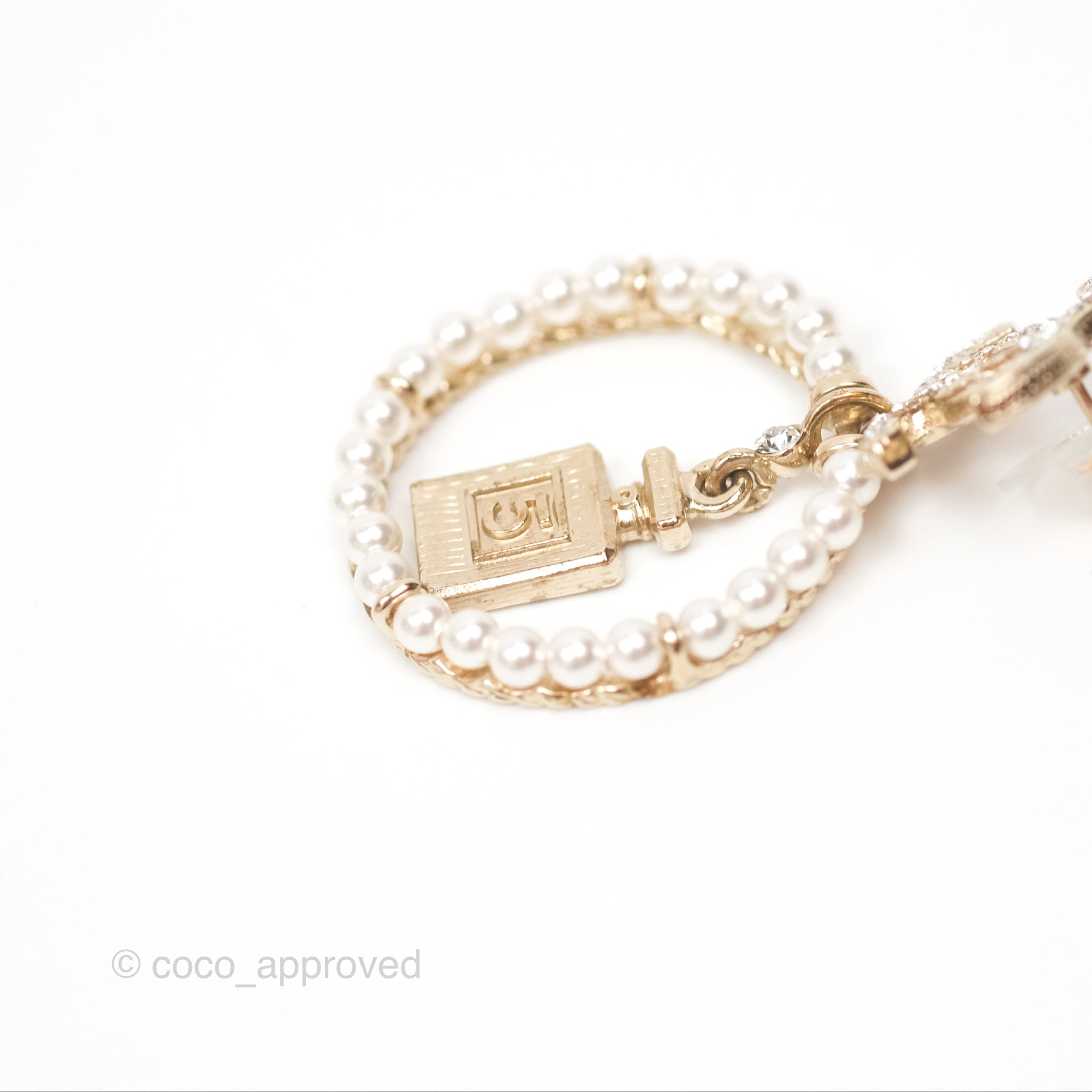 Chanel CC Crystal Pearl Ring & No.5 Drop Earrings 20C - Luxury Fashion Jewelry for Women, Perfect for Parties, Weddings & Special Occasions