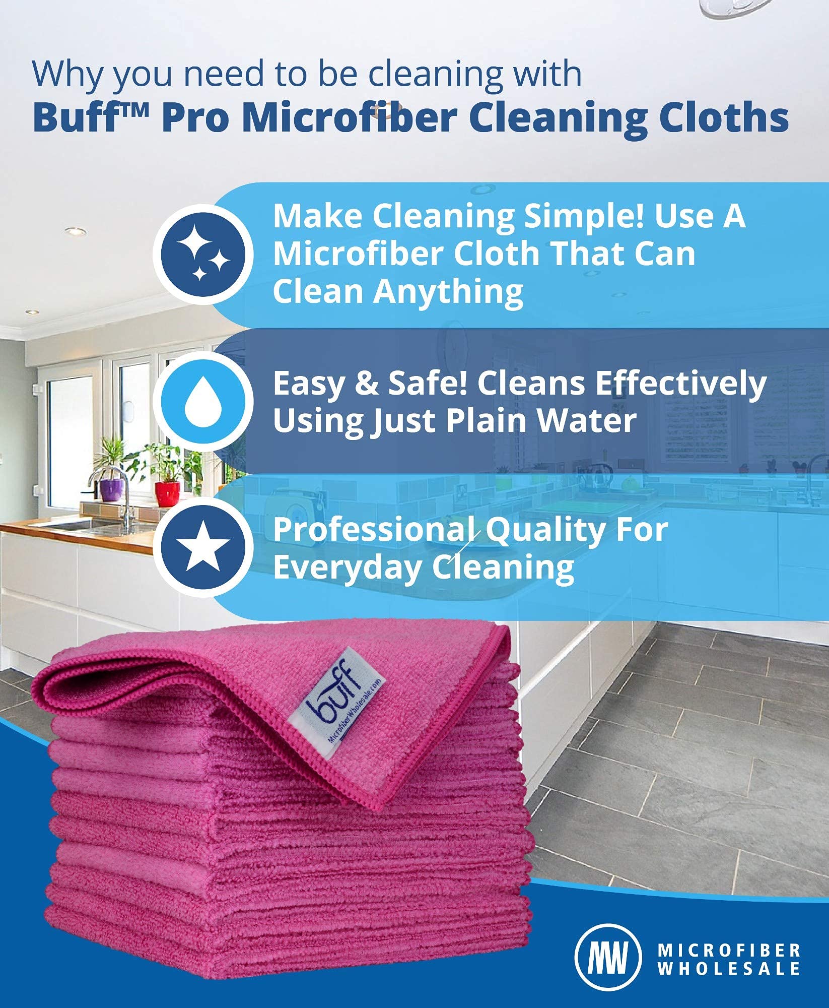 MW Pro Bulk Microfiber Cleaning Cloths 384-Pack | 12