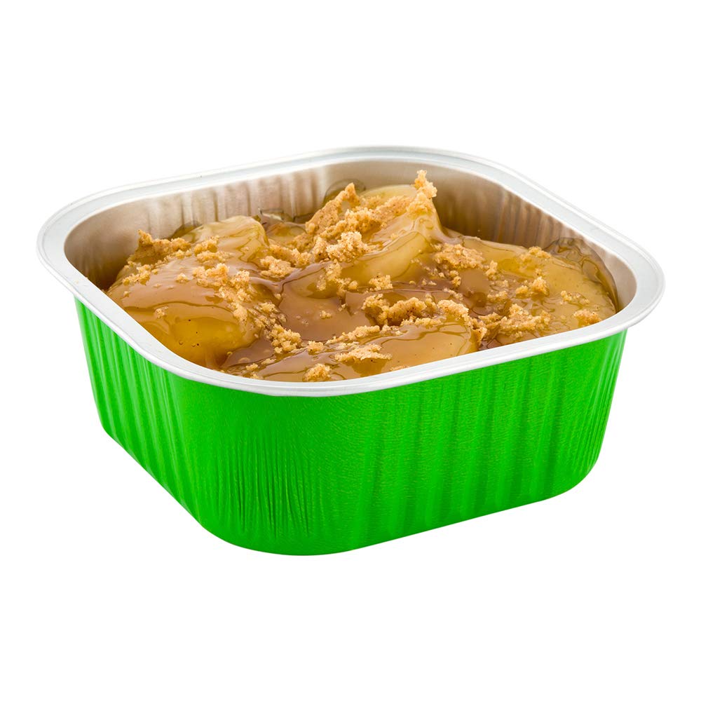 10oz Disposable Ramekins - 100 Pack Square Creme Brulee Cups | Oven-Safe & Freezer-Friendly Aluminum Baking Cups for Cupcakes, Muffins & Desserts | Lime Green Disposable Containers | Perfect for Catering, Bakeries & Home Baking (Lids Sold Separately)
