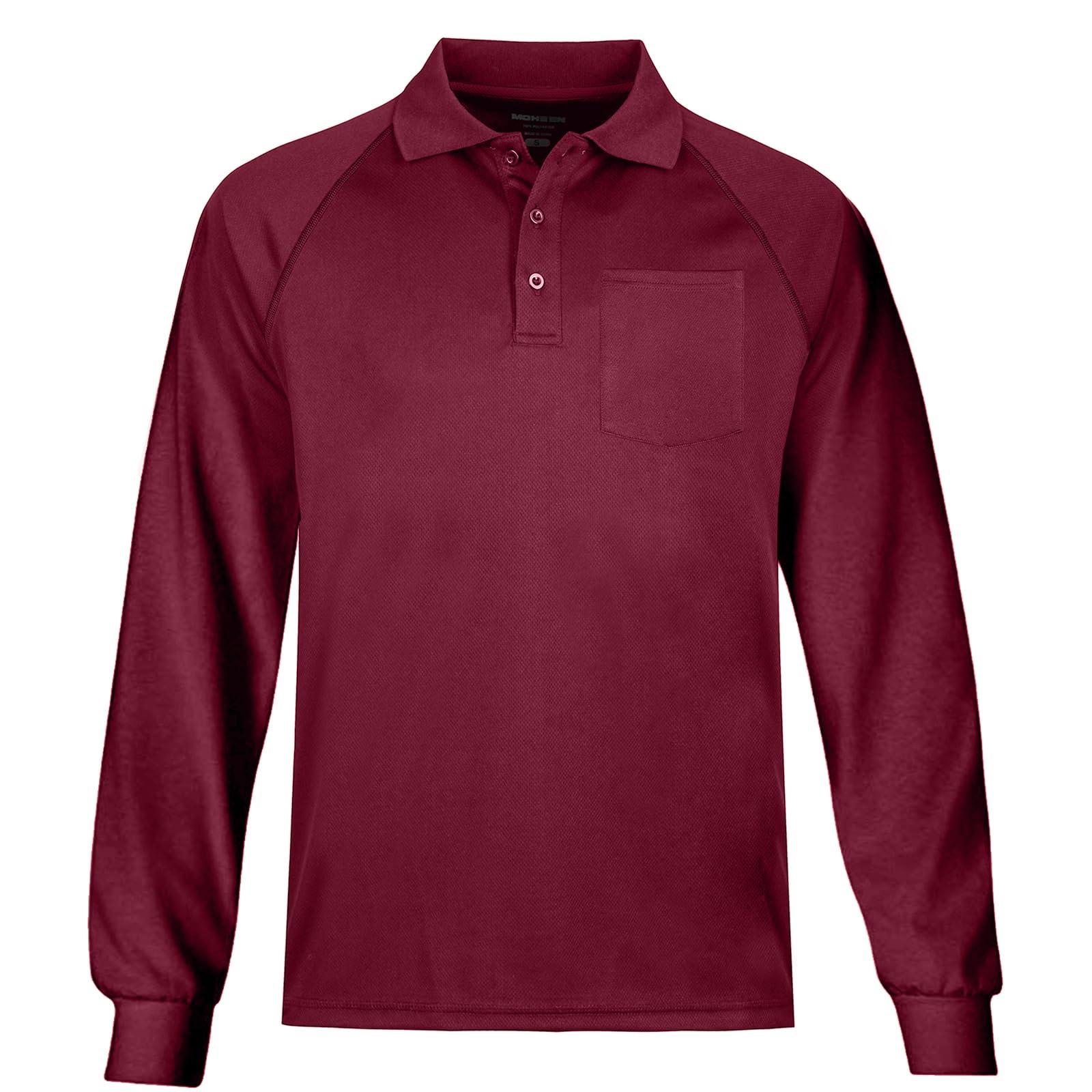 MOHEEN Men's Dry Fit UPF 50+ Long Sleeve Pique Polo Shirt - Big & Tall Sizes M-6XL - Breathable Golf & Casual Wear for Outdoor Activities