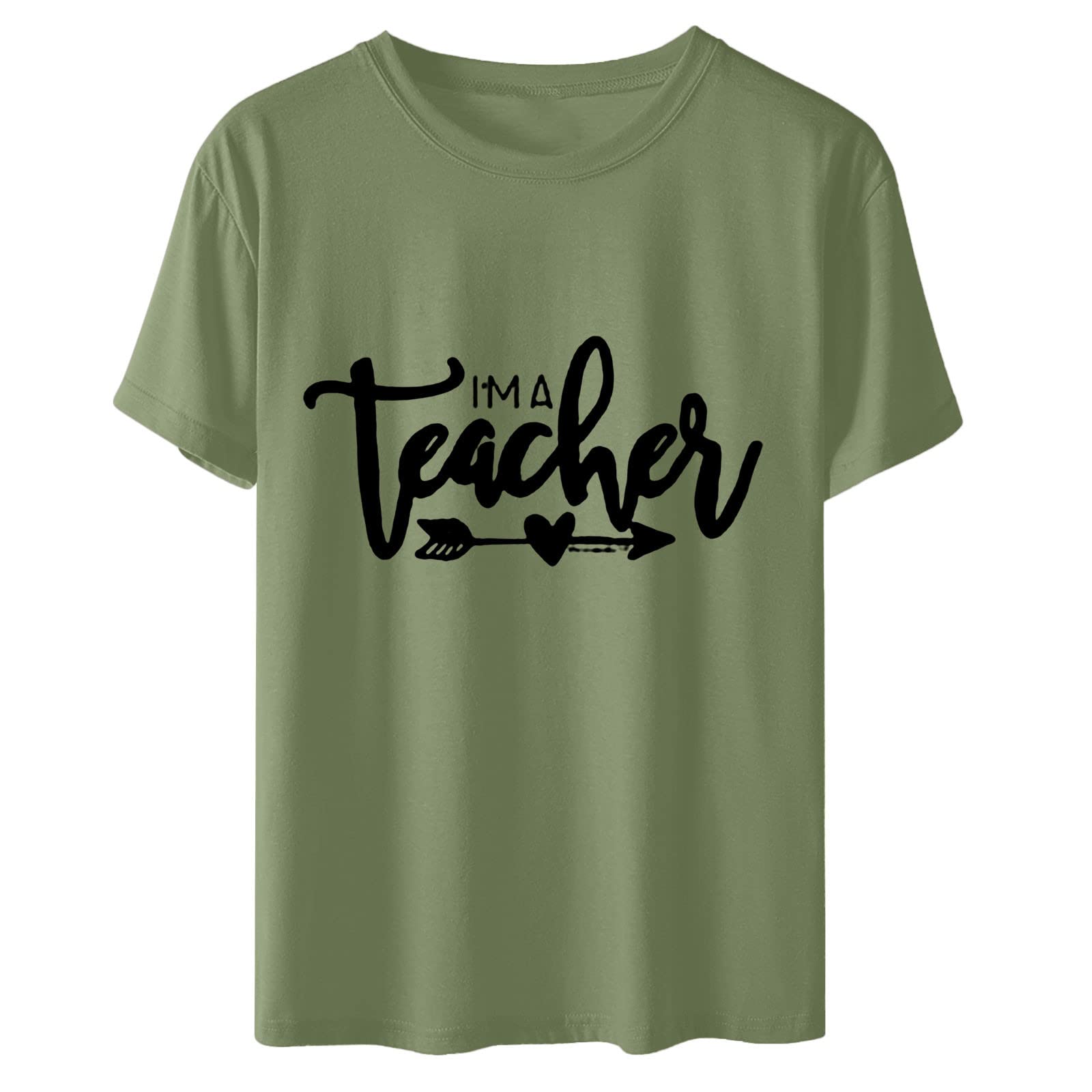 Oelaio Women's Fashion English Teacher T-Shirt - Loose Fit Round Neck Short Sleeve Pullover with Cute Print - Perfect for Teacher's Day, Classroom Wear & Casual Outfits