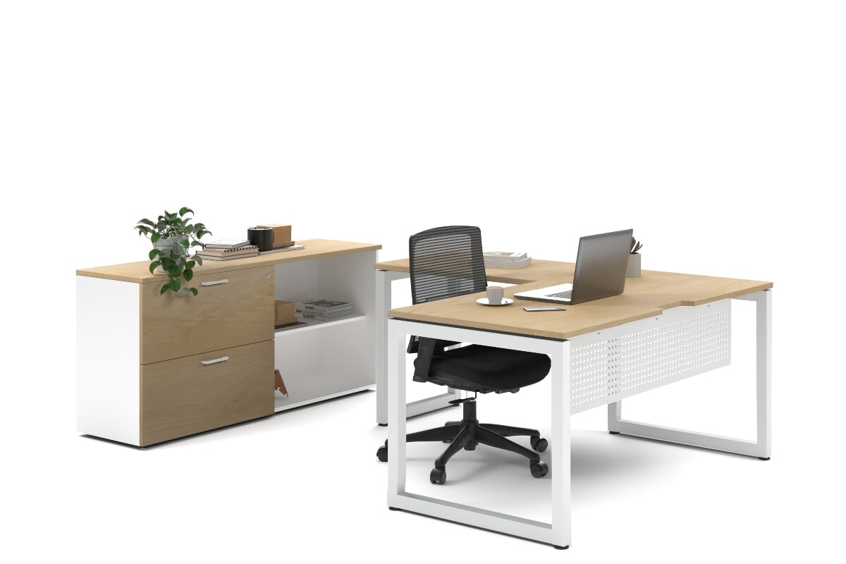Quadro Loop Legs L-Shaped Executive Desk with White Legs [1800L x 1700W] - Perfect for Home Office, Conference Rooms & Modern Workspaces