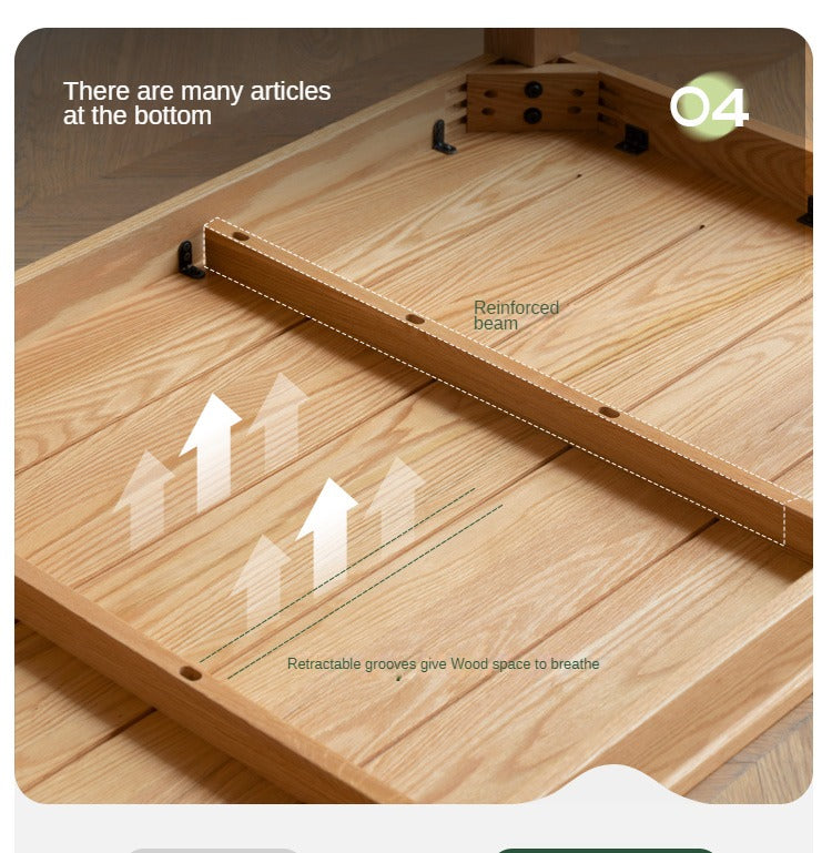 Premium Oak Solid Wood Nordic Dining Table - Modern Scandinavian Style for Kitchen, Dining Room & Small Spaces