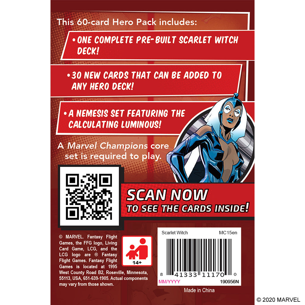 Marvel Champions: The Card Game - Scarlet Witch Hero Pack | Expand Your Deck with Wanda Maximoff | Perfect for Superhero Game Nights & Strategy Lovers