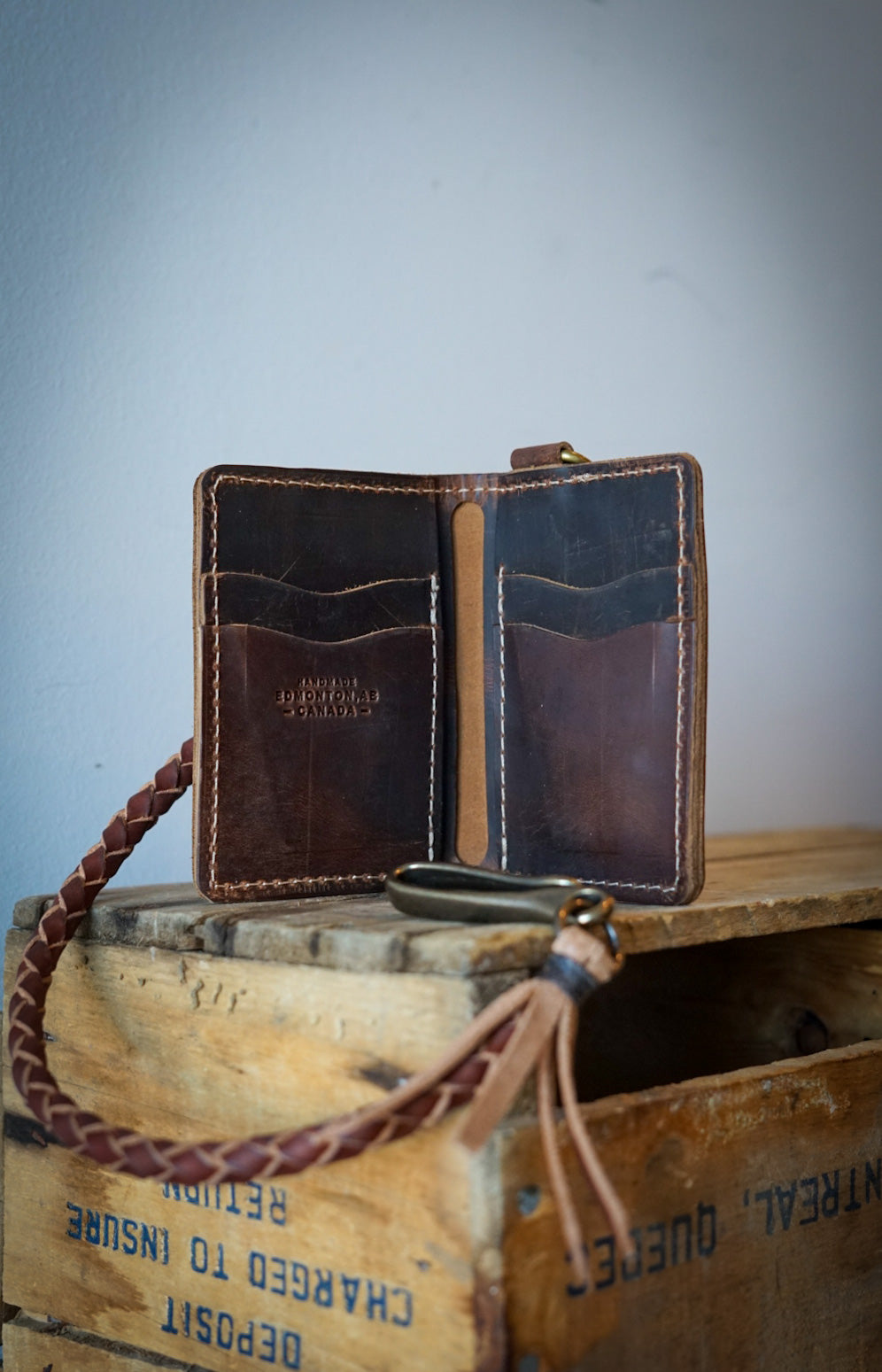 Mini Trucker Wallet with Braided Lanyard - Hardtimes Brown | Slim RFID Blocking Bifold Wallet for Men | Perfect for Travel, Work & Everyday Carry