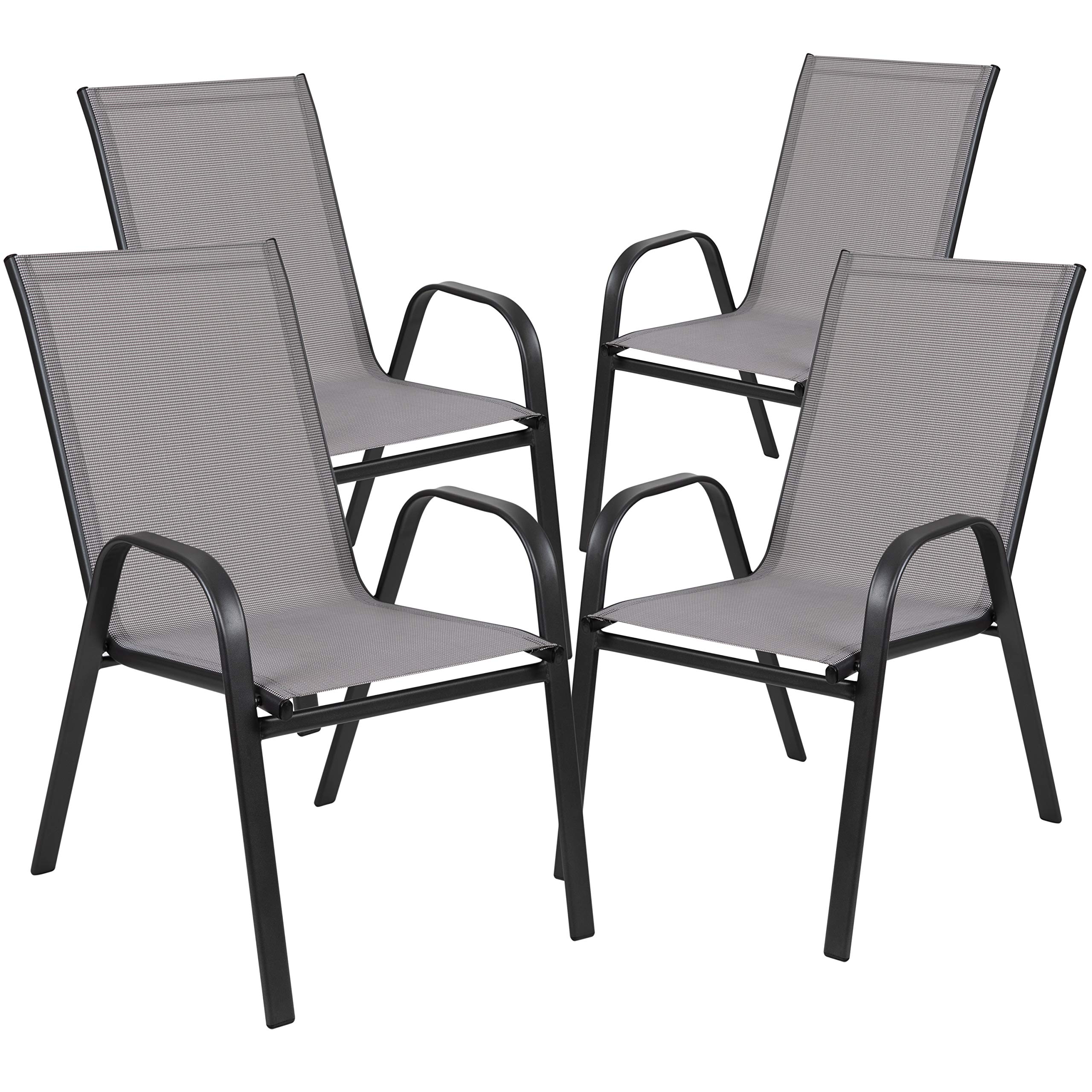 5-Piece Outdoor Patio Dining Set with 4 Gray Flex Comfort Stackable Chairs & 31.5