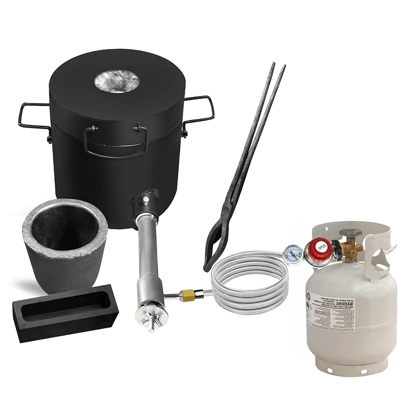 MCAMPAS 12FT 0-30 PSI High Pressure Adjustable Propane Regulator with Gauge, 3/8