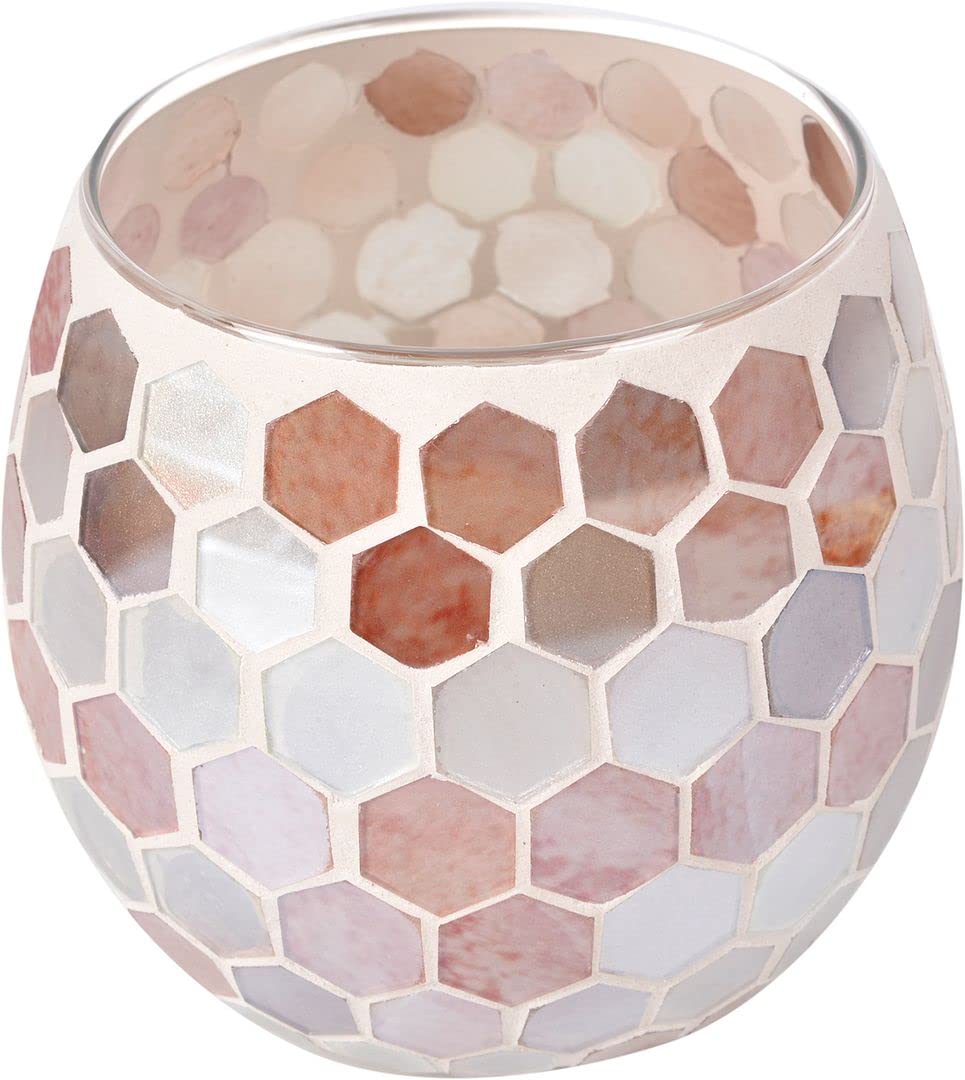 Glass Mosaic Votive Candle Holders - Elegant Tea Light Holders for Wedding Centerpieces, Party Table Decor & Valentine's Day - Perfect for Romantic Dinners, Spa Relaxation, and Holiday Home Decor