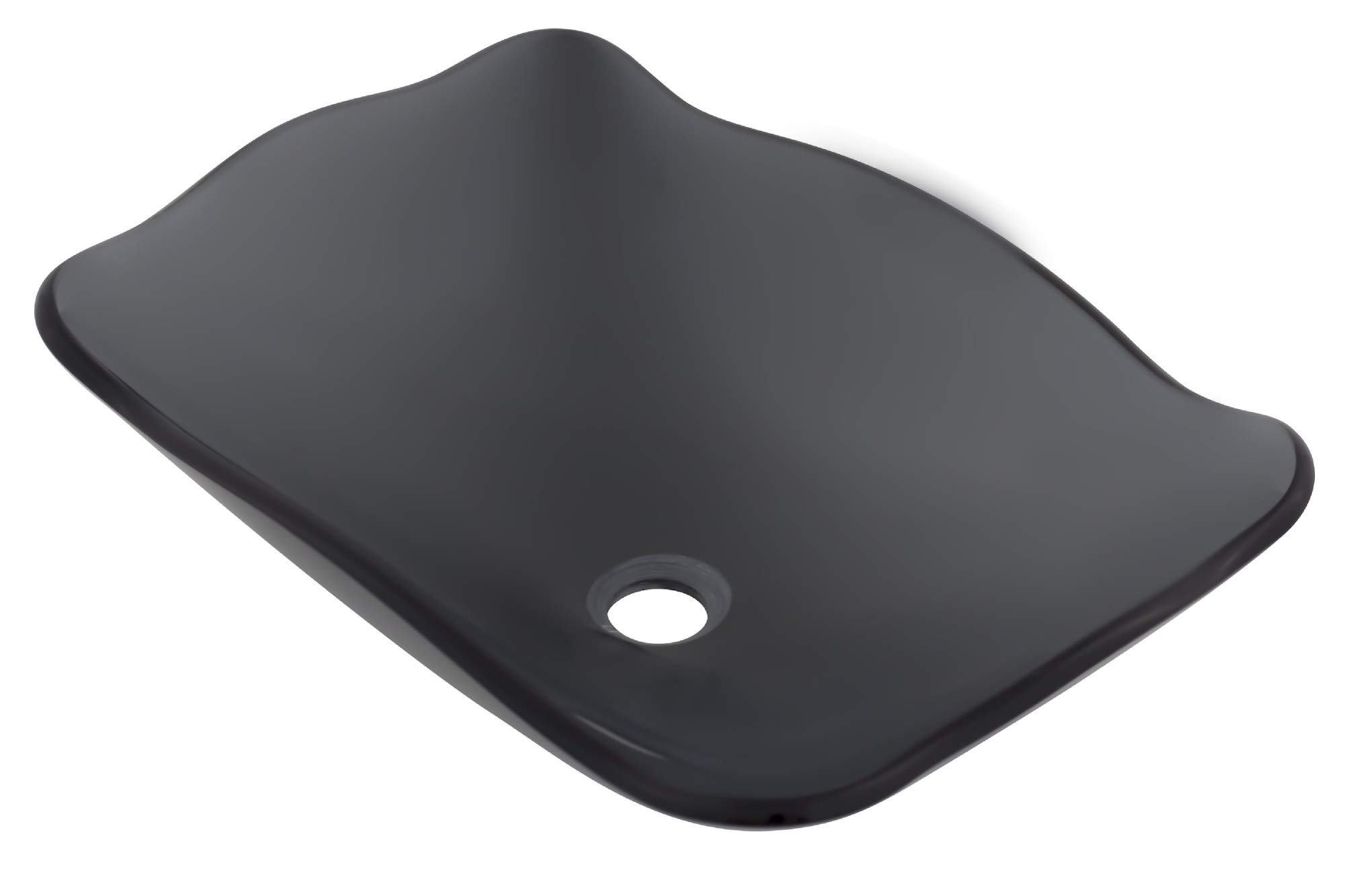 Miseno MNO-G713 20-Inch Oval Vessel Bathroom Sink - Tempered Glass with Oil Rubbed Bronze Drain - Perfect for Modern Vanities & Powder Rooms