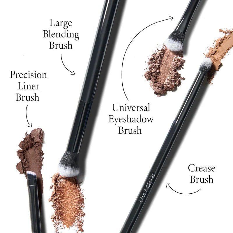 Laura Geller Shadow Skills 4-Piece Eye Brush Set - Professional Makeup Brushes for Eyeshadow, Blending & Contouring | Perfect for Everyday Makeup & Special Occasions
