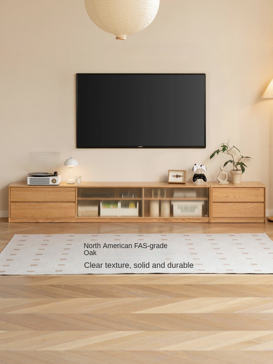 Solid Oak Wood TV Stand with Storage - Modern Entertainment Center for Living Room, Bedroom & Home Theater