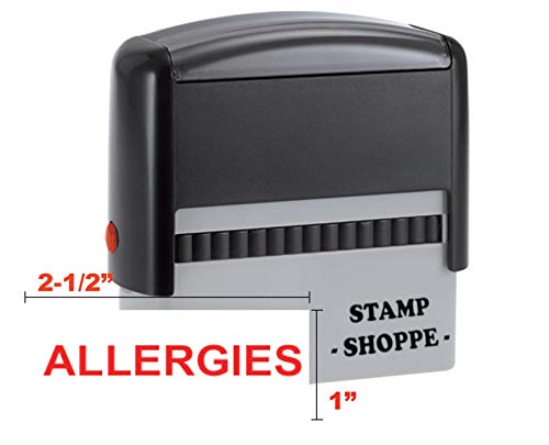 Allergy Stamp - Grey Self Inking Stamp with Red Ink for Medical Forms & Prescriptions