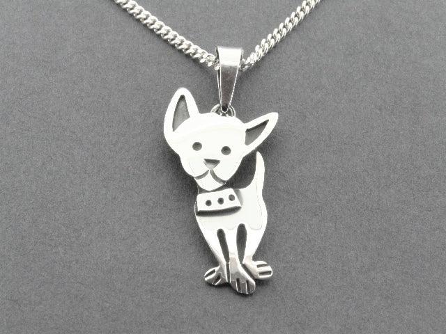 Sterling Silver Chihuahua Pendant Necklace with 55cm Link Chain - Perfect for Dog Lovers & Everyday Wear