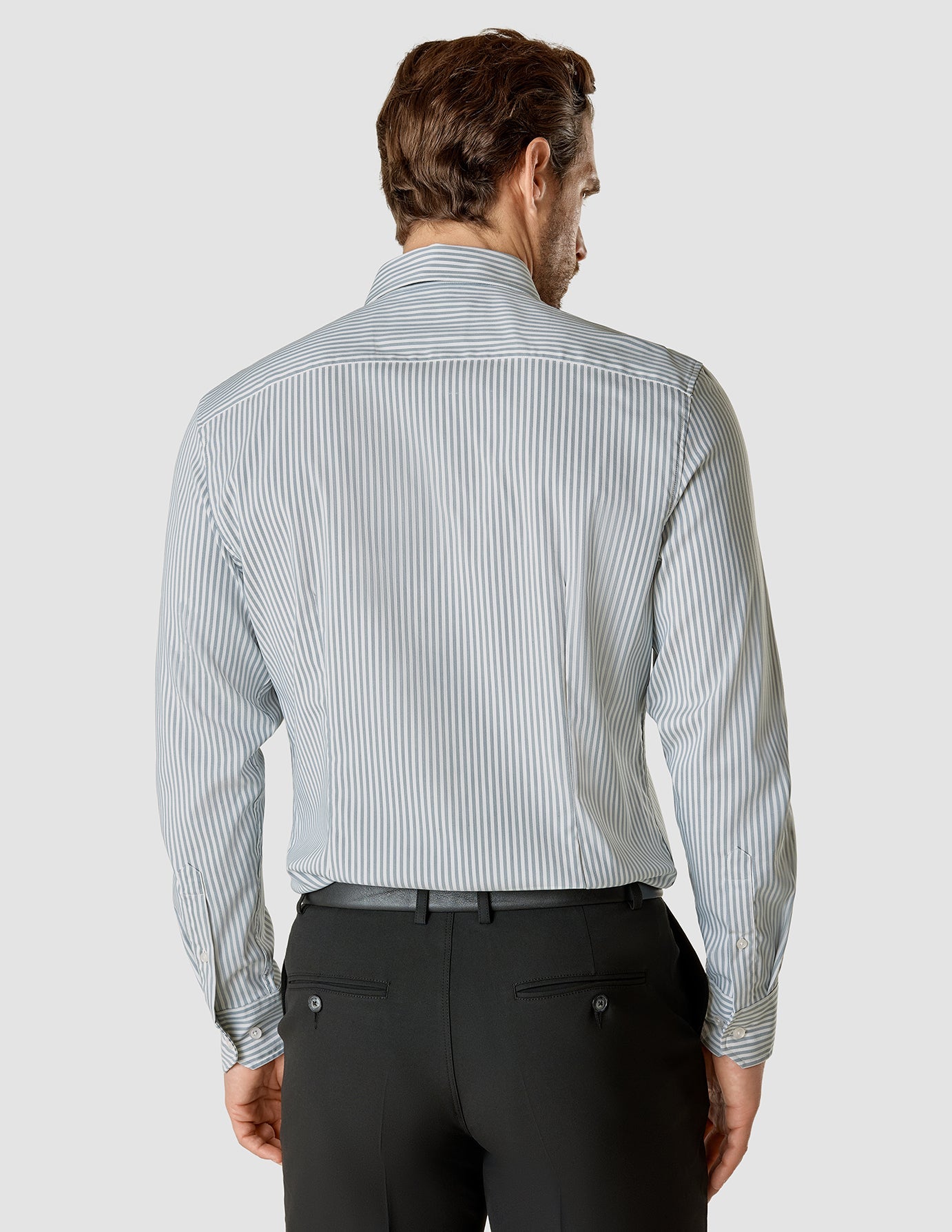 Premium Slim Fit Blue Mirage Striped Dress Shirt for Men - Perfect for Business, Office, and Formal Occasions