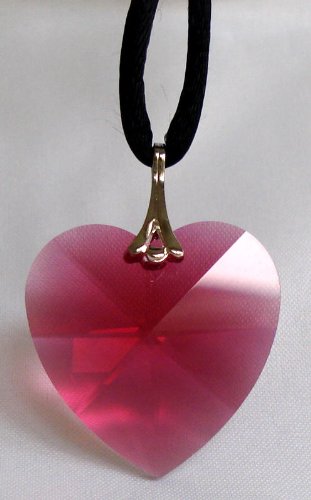 Elegant Crystal Red Heart Pendant Necklace on Black Cord - Perfect for Valentine's Day Gifts, Anniversaries & Romantic Occasions