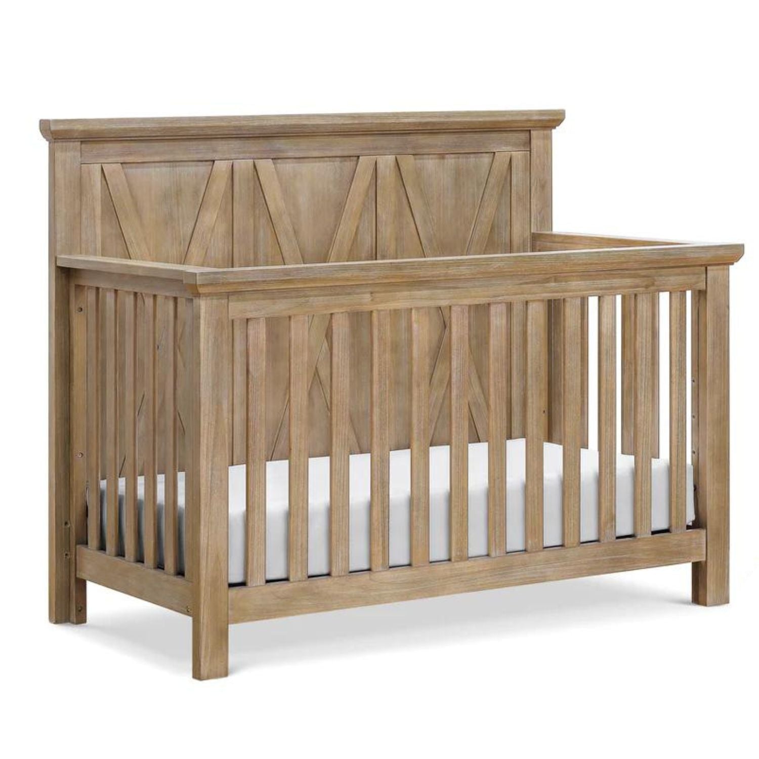 Emory Farmhouse 4-in-1 Convertible Crib - White Wooden Baby Crib with Toddler Bed Conversion | Nursery Furniture for Boys & Girls | Perfect for Small Spaces & Modern Nurseries
