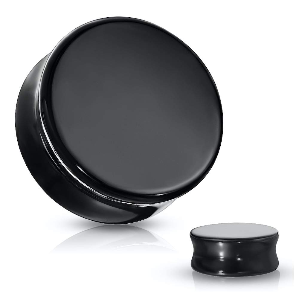 Black Obsidian Double Flared Plugs - Natural Stone Ear Gauges for Men & Women | Spiritual Healing & Stretching Jewelry | Perfect for Everyday Wear, Meditation & Alternative Fashion