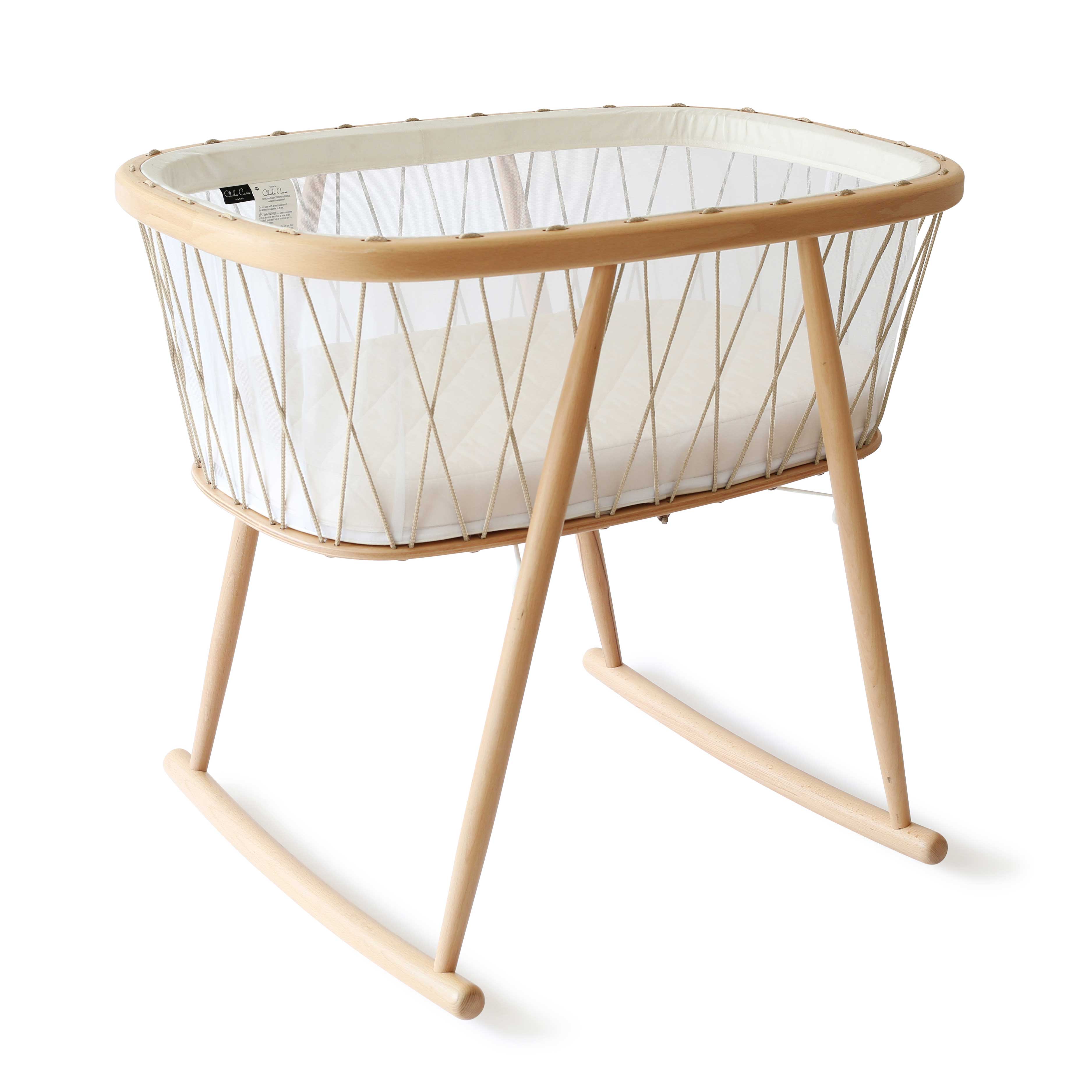 Charlie Crane Kumi Cradle - Modern Wooden Baby Rocking Crib with Adjustable Height, Perfect for Nursery, Bedroom & Travel | Safe & Stylish Infant Sleeper for Newborns to Toddlers