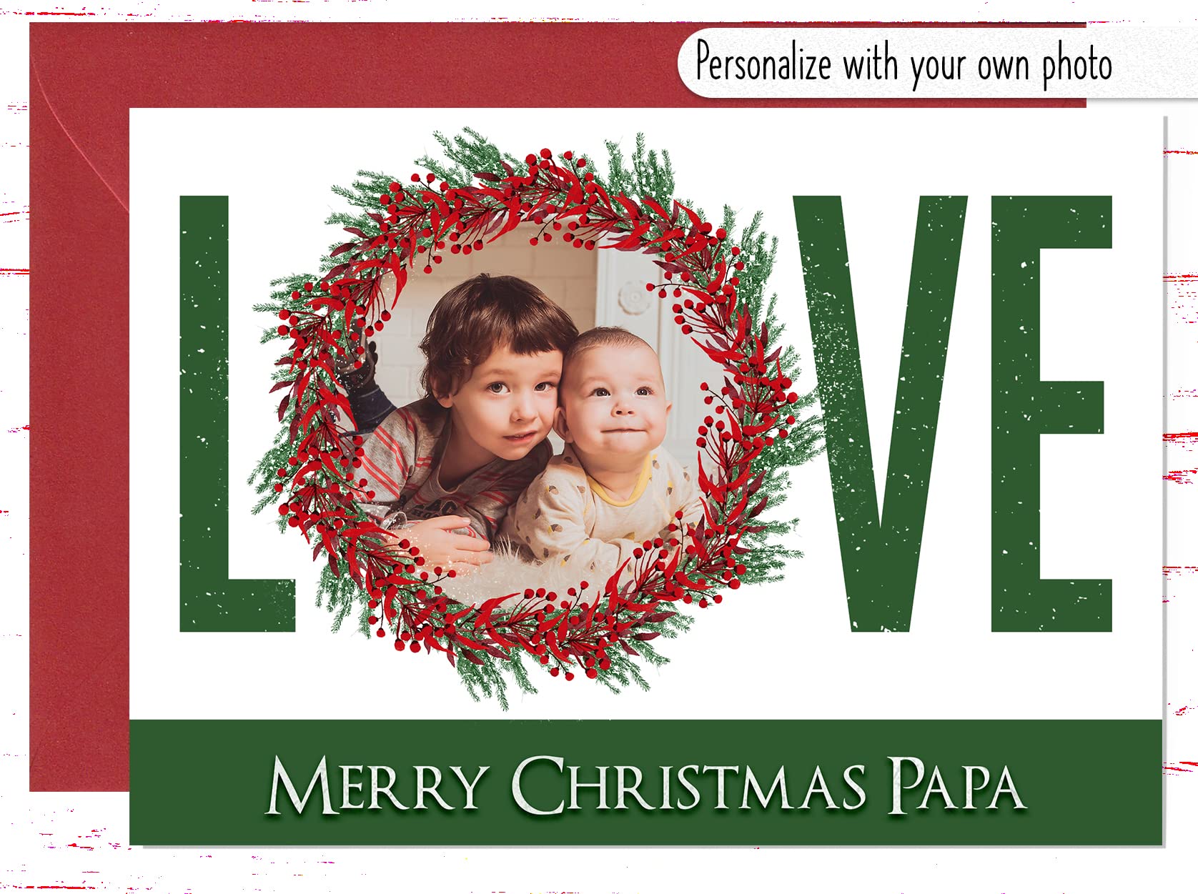 Custom Merry Christmas Photo Card for Dad - Personalized Holiday Greeting Card with Your Picture - Perfect for Gifting to Father on Christmas