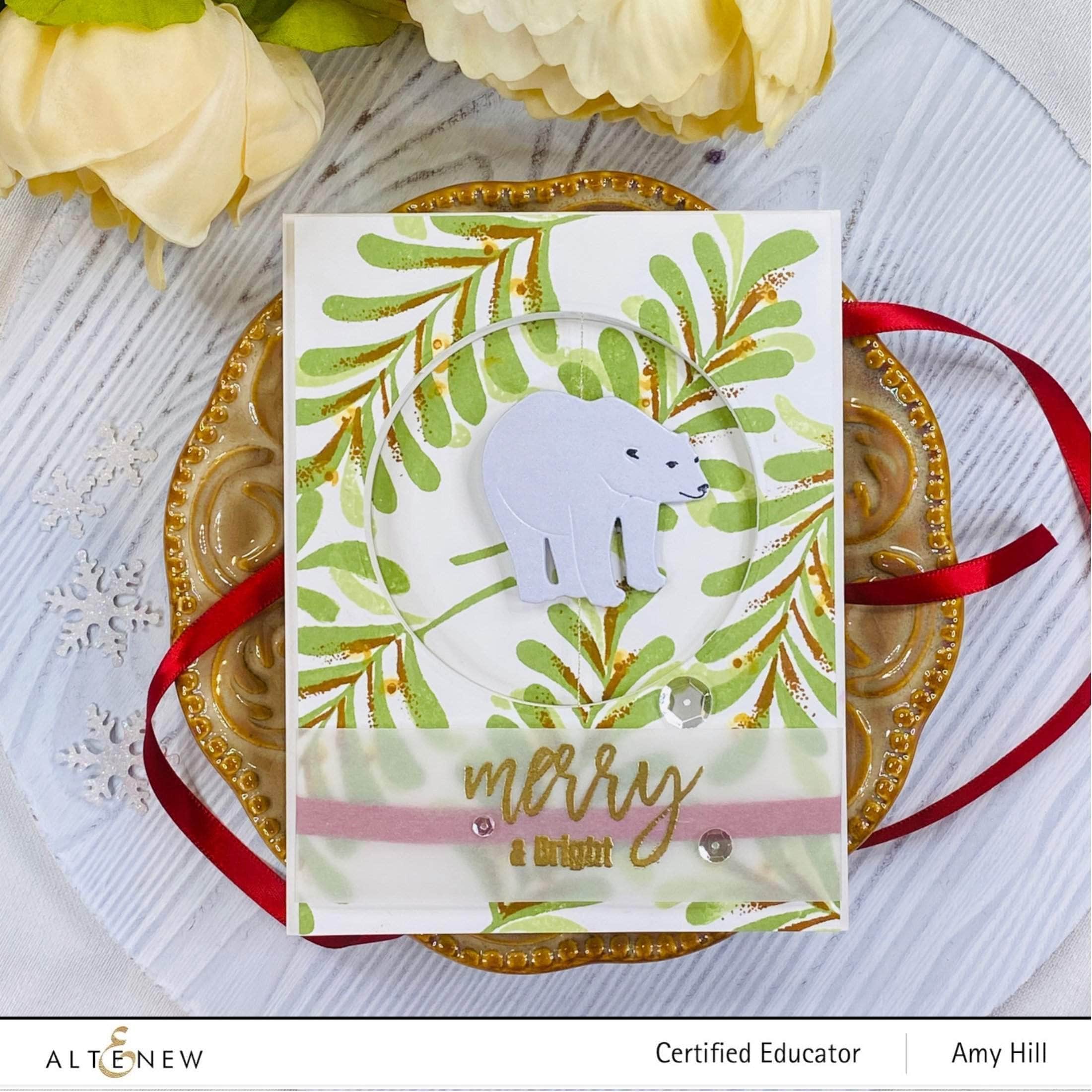 Mini Delight Polar Bear Stamp & Die Set for Card Making - Winter Scrapbooking, DIY Greeting Cards, and Paper Crafting Projects