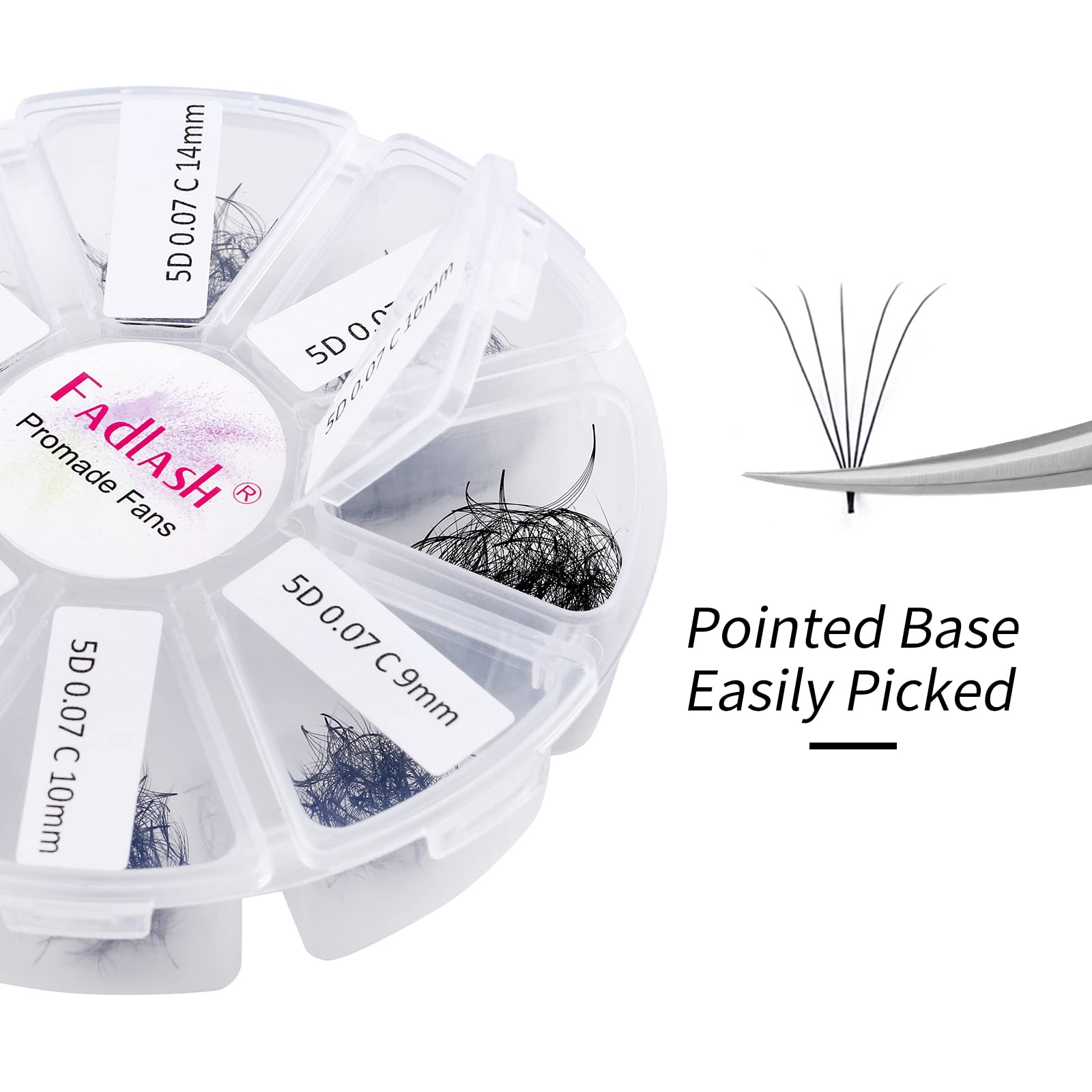 Premium 1000pcs Handmade Premade Eyelash Extensions - 5D-0.07C Volume Lashes Mix (9-16mm) with Pointed Base for Fluffy Lash Fans | Perfect for Salon Professionals, Bridal Makeup & Special Occasions