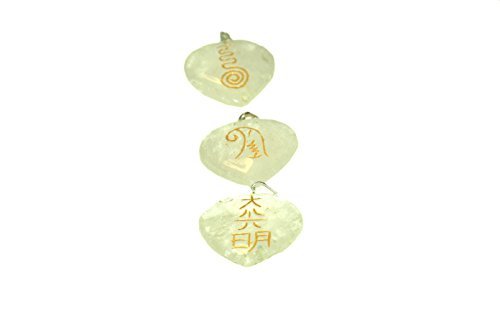 Genuine Crystal Quartz Reiki Master Heart Pendant Necklace Set - Flat Healing Stone for Positive Energy, Love & Spiritual Growth | Perfect for Meditation, Yoga & Energy Healing Sessions