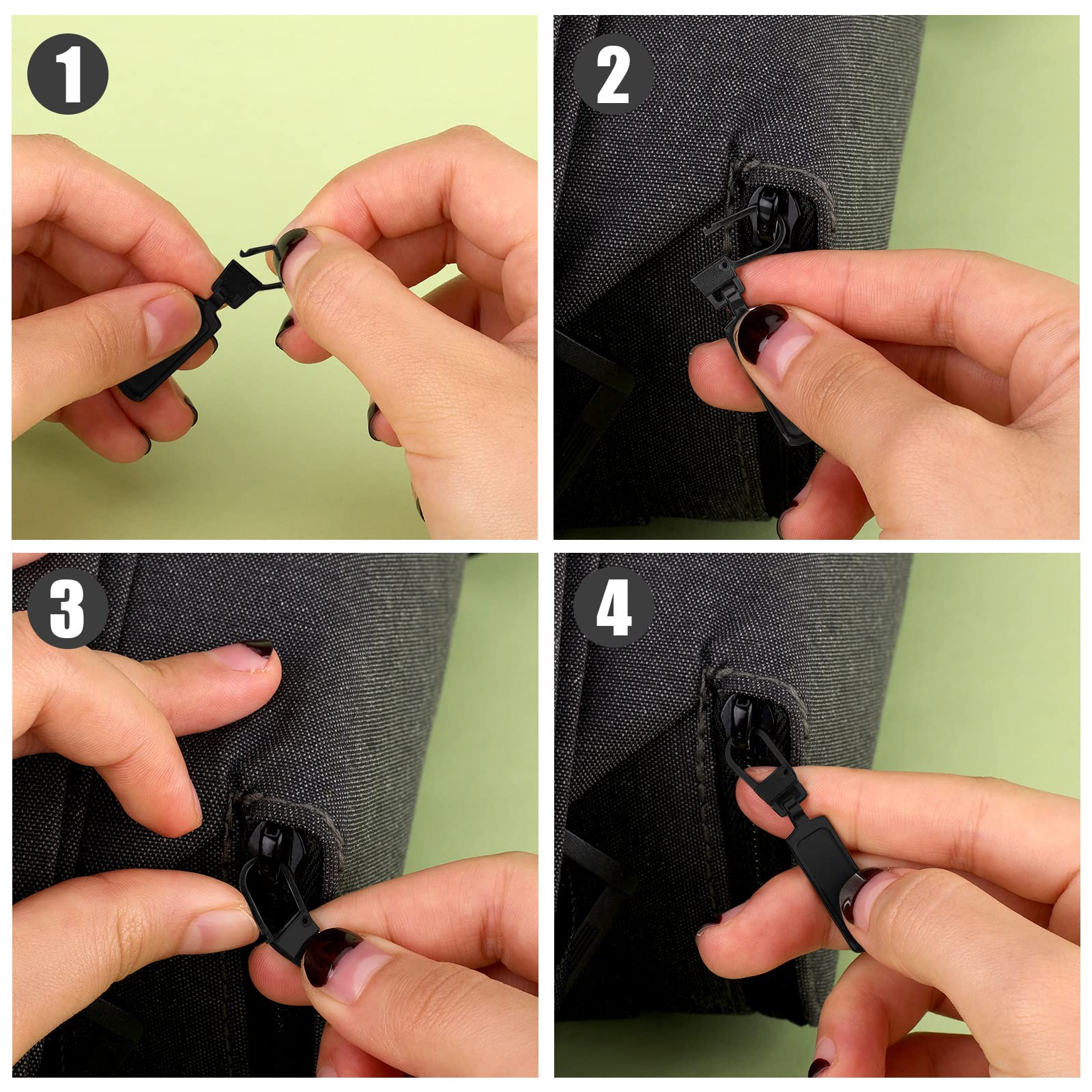 TOYMIS 6pcs Metal Zipper Pull Replacement Kit - Detachable Zipper Pulls for Jackets, Pants, Jeans, Luggage, Suitcases & Handbags - Durable Zipper Repair Accessories (Black) | Perfect for Travel, Outdoor Gear & Clothing Maintenance