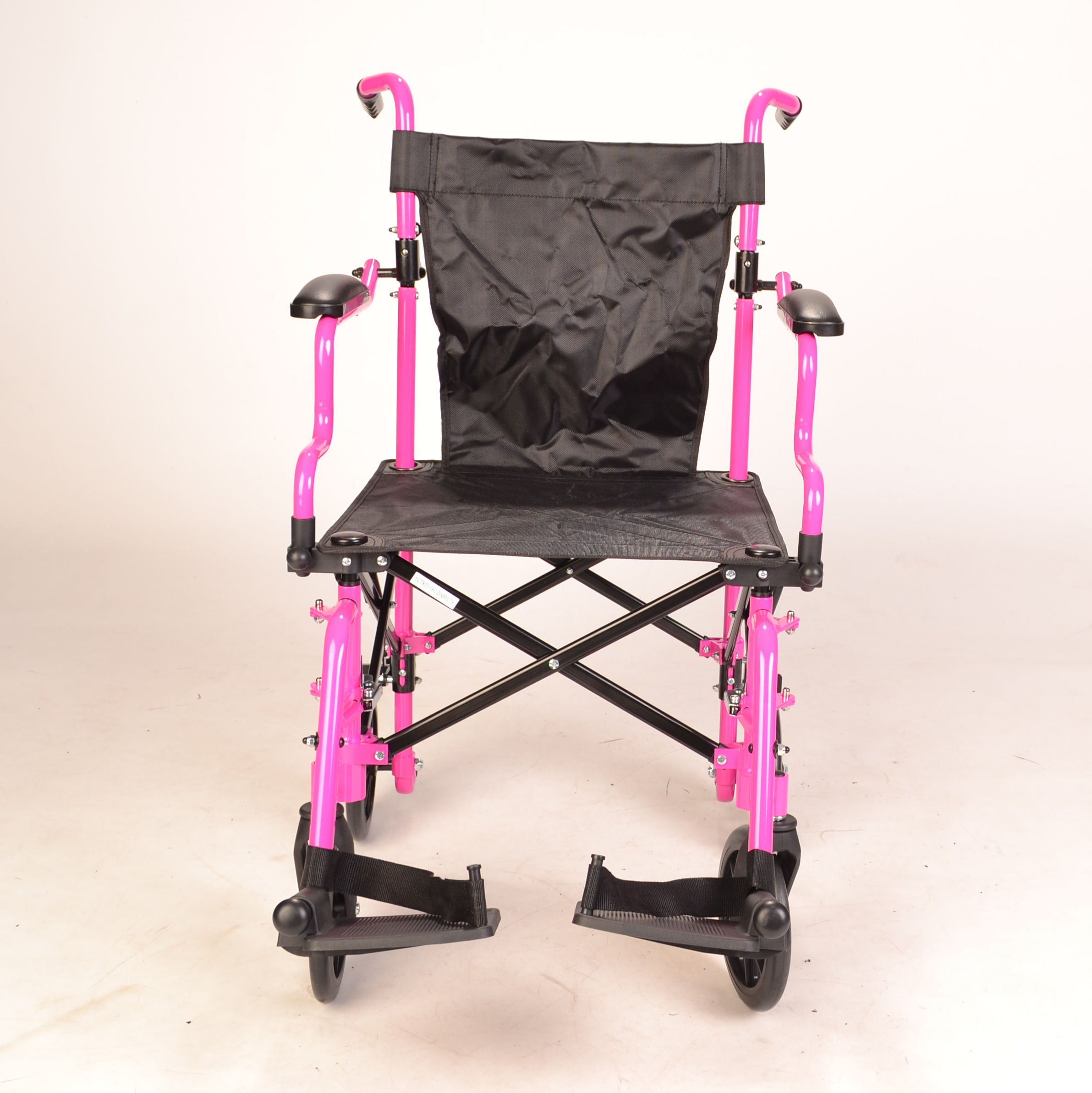 Ultra Lightweight Pink Folding Travel Wheelchair - Portable Aluminum Frame with Carry Bag - Perfect for Airports, Shopping & Outdoor Adventures