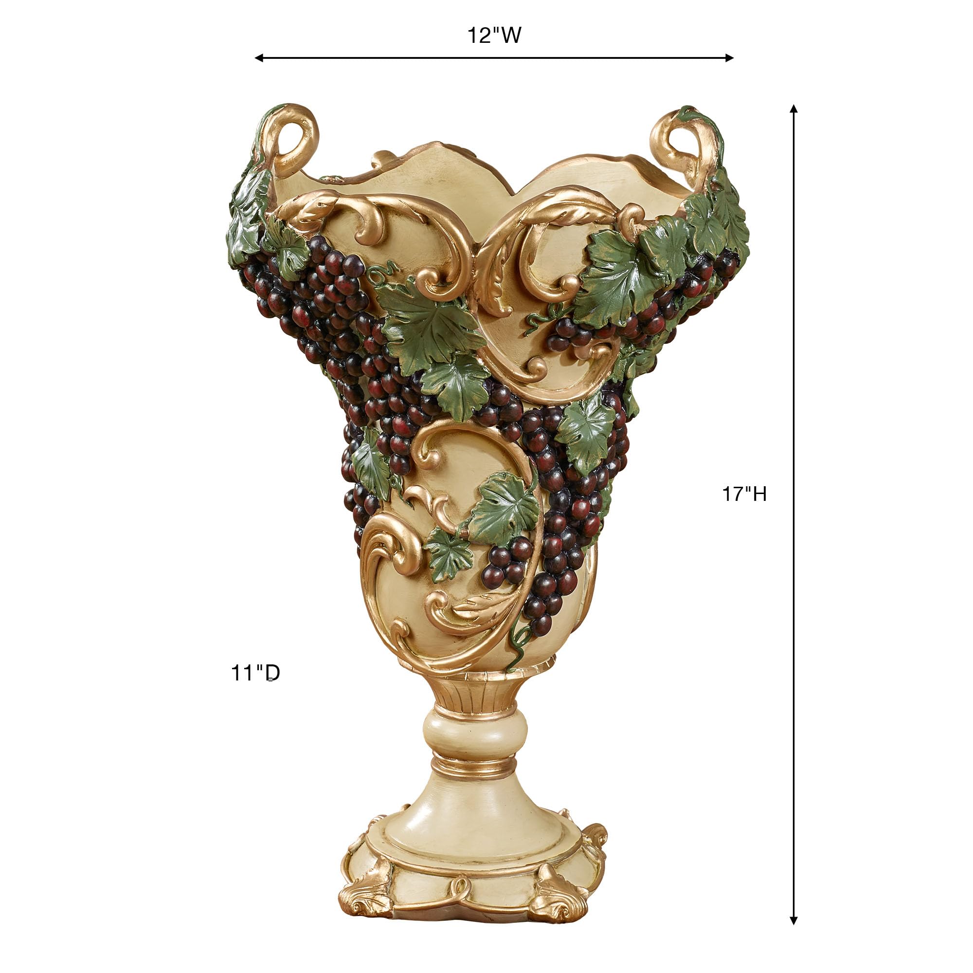 Elegant Touch of Class Vigne Decorative Table Vase - Dark Red Grape Design Tuscan Style Home Decor for Kitchen, Dining Room | Perfect for Centerpieces, Wedding Decor & Farmhouse Style Interiors