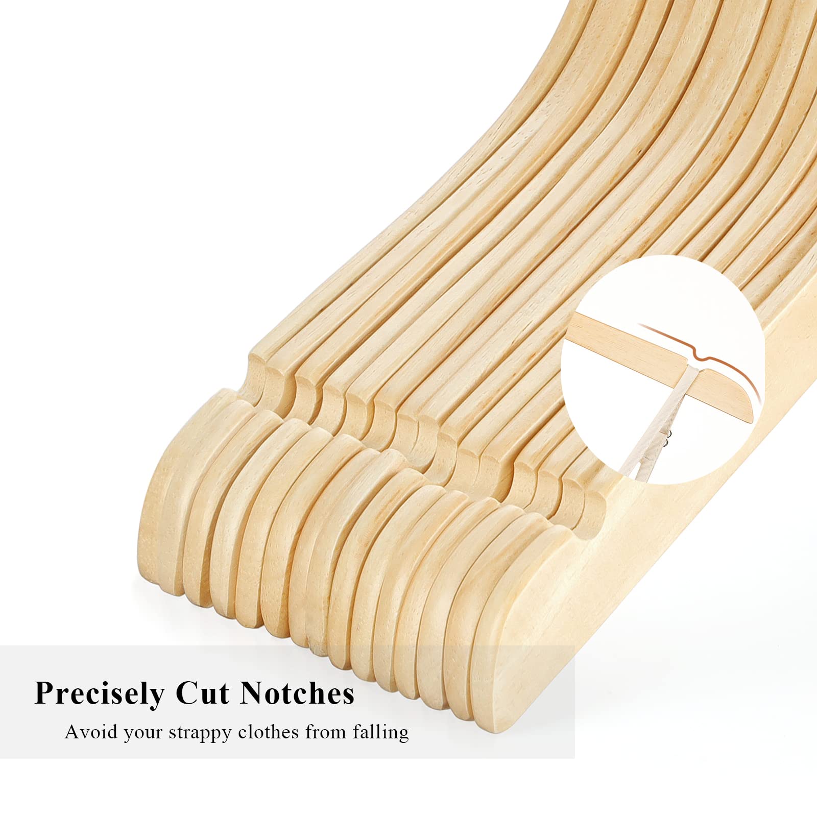 30 Pack Wooden Clothes Hangers - Slim & Durable 0.28-inch Space Saving Hangers with 360° Swivel Hook - Natural Wood Coat Hangers for Shirts, Jackets, Blouses & Camisoles - Perfect for Closet Organization & Wardrobe Storage