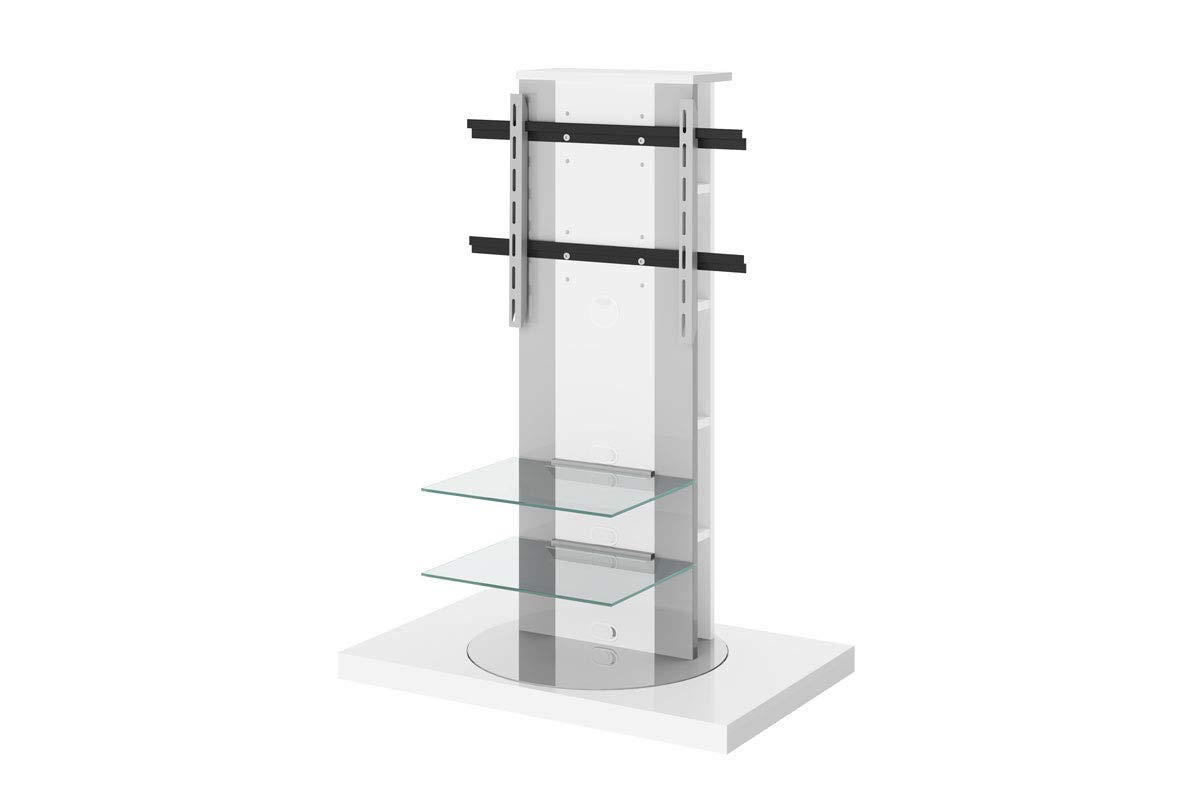 White Roma 2 TV Stand for Living Room - Modern Entertainment Center with Storage for Flat Screen TVs up to 65