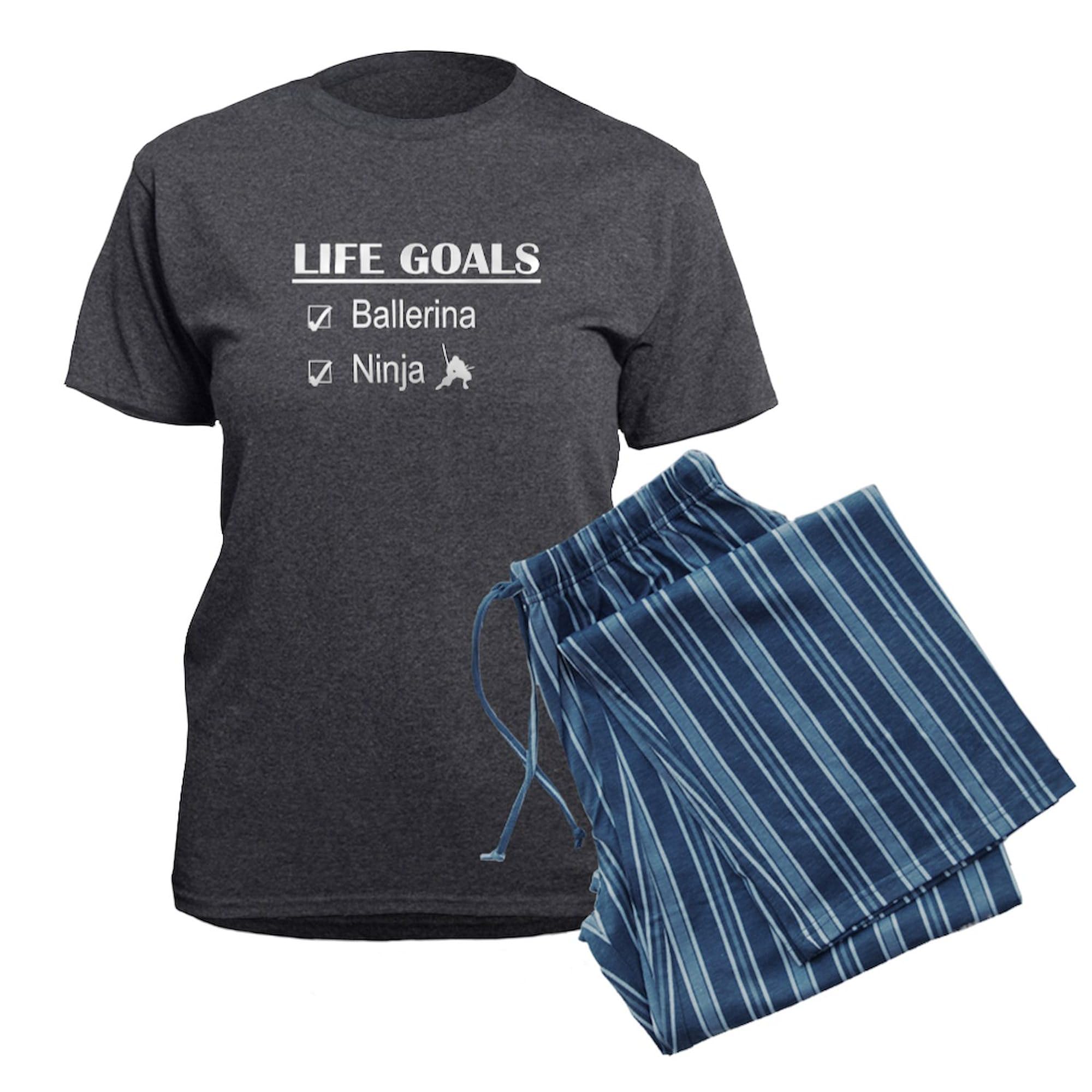 Ballerina Ninja Life Goals Women's Charcoal Pajama Set - Funny Novelty Sleepwear for Women - Perfect for Birthday Gifts, Sleepovers & Relaxing at Home