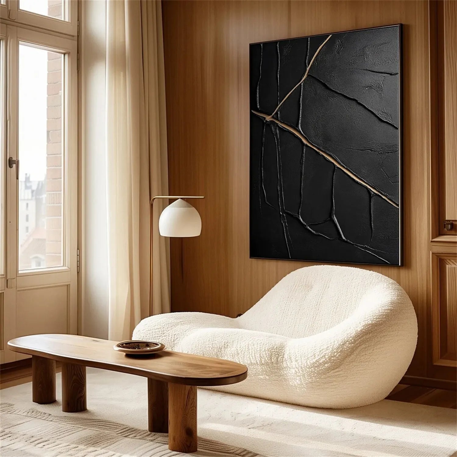 Black Gold Minimalist Textured Wall Art Painting #MZ137 - Modern Abstract Canvas Art for Living Room, Bedroom & Office Decor