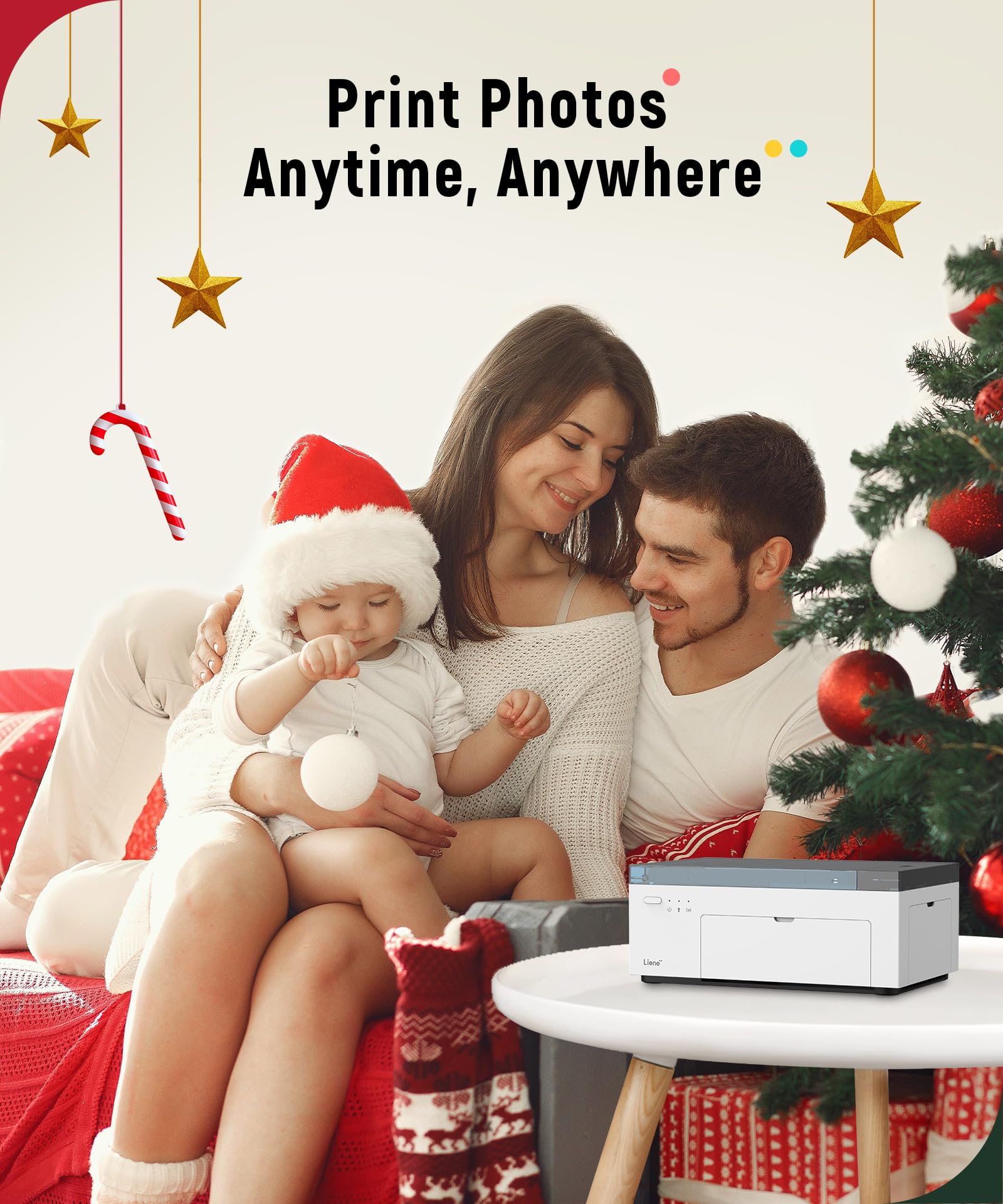 Liene 4x6'' Wi-Fi Photo Printer Bundle with 60 Sheets & 2 Ink Cartridges - Portable Dye-Sublimation Printer for iPhone, Android, Smartphone & Computer - Perfect for Home Use, Travel Photos & Instant Printing Memories