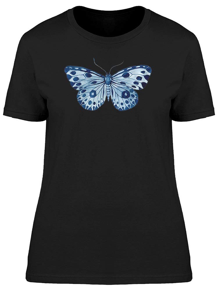 Smartprints Blue and White Butterfly Print T-Shirt for Women - Casual Summer Top for Outdoors, Travel & Everyday Wear