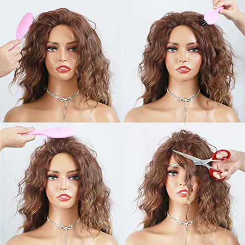 Curly Blonde Brown Reverse Ombre Wig - Long Synthetic Hairpiece for Cosplay, Halloween & Daily Fashion