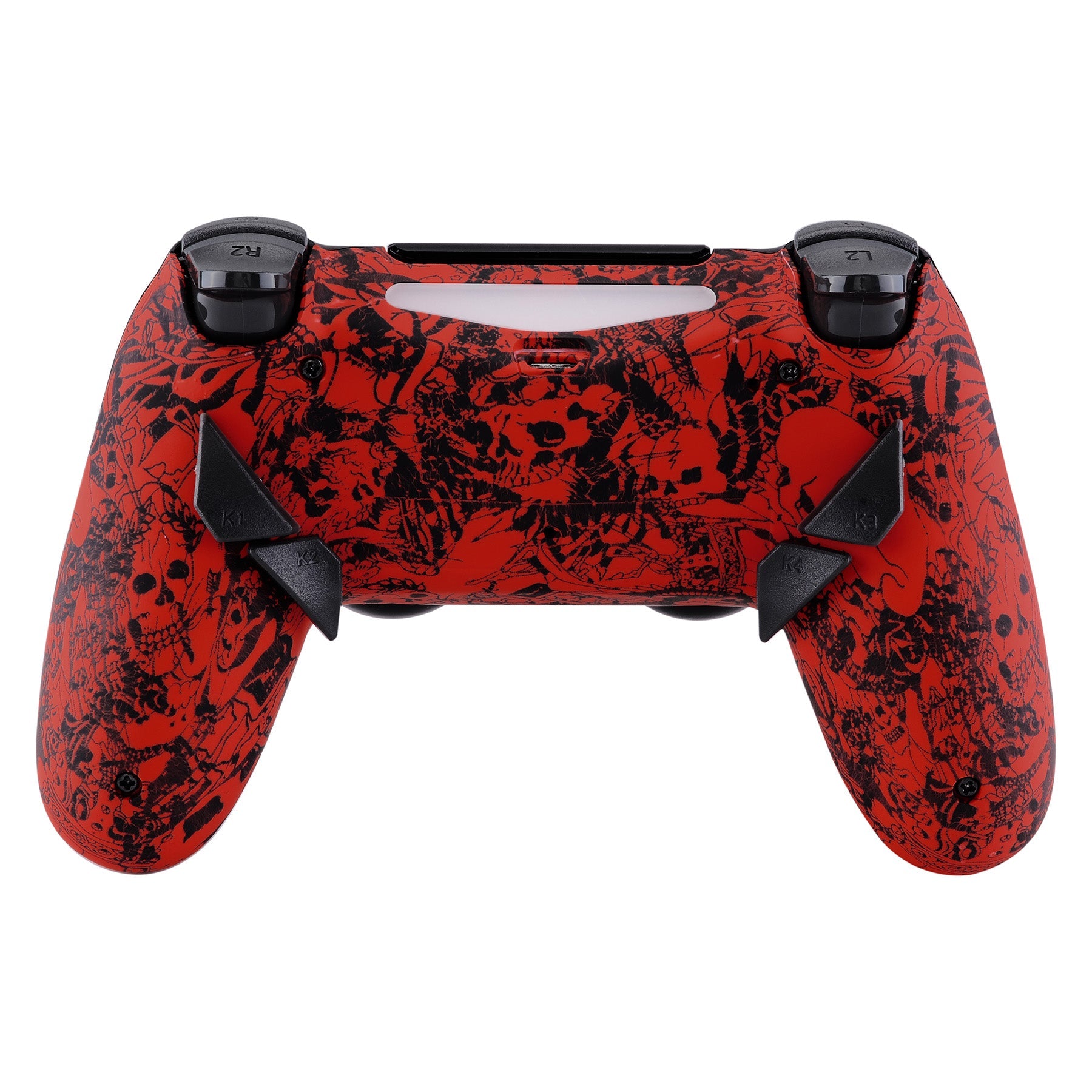 eXtremeRate Dawn Remappable Remap Kit with Redesigned Back Shell & 4 Back Buttons for PS4 Controller JDM 040/050/055 - Demons and Monsters Design | Custom Gaming Controller for FPS, RPG & Competitive Play