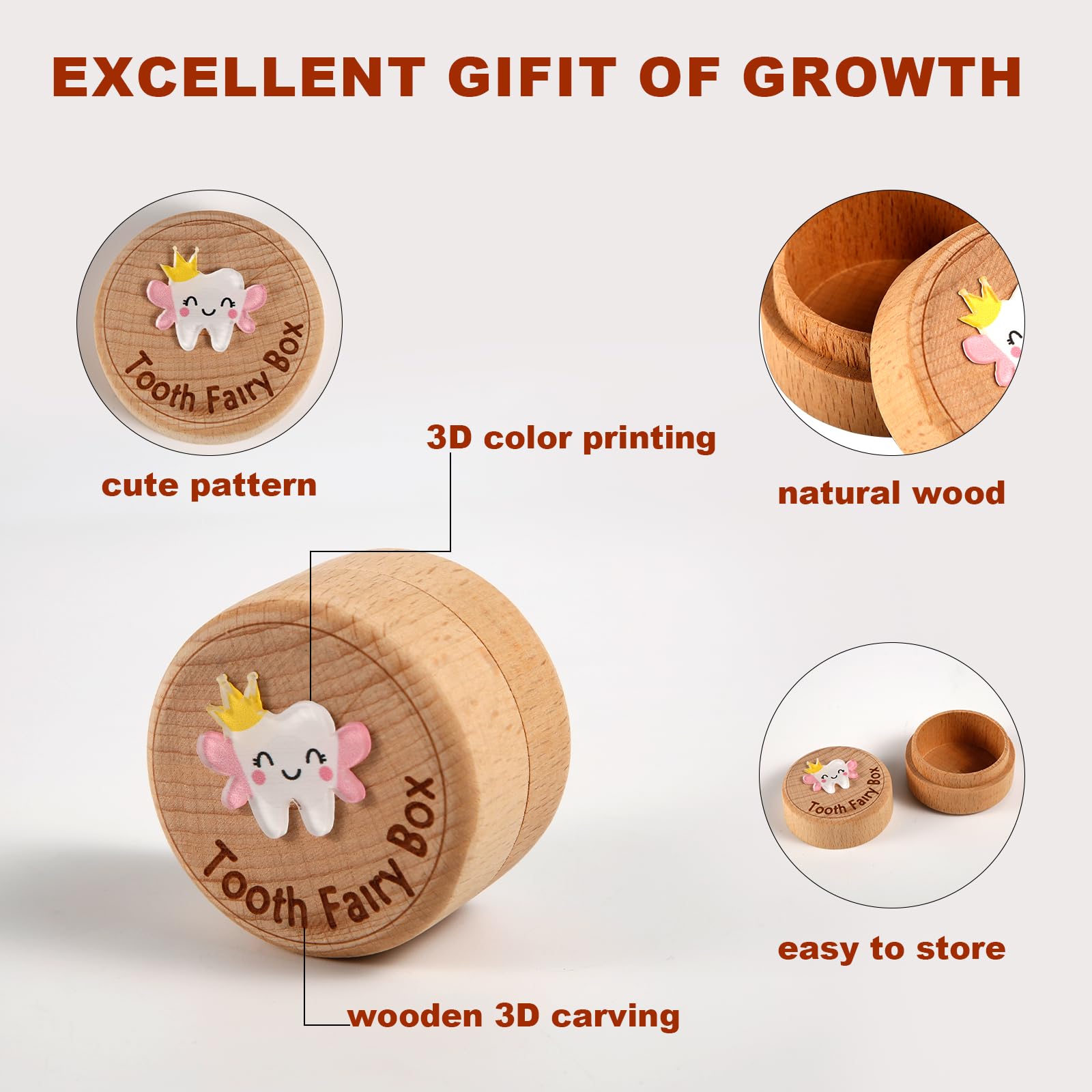 Tooth Fairy Keepsake Box - Handcrafted 3D Wooden Tooth Storage Box for Kids | Perfect for Storing Lost Teeth & Creating Magical Memories | Ideal Gift for Boys & Girls